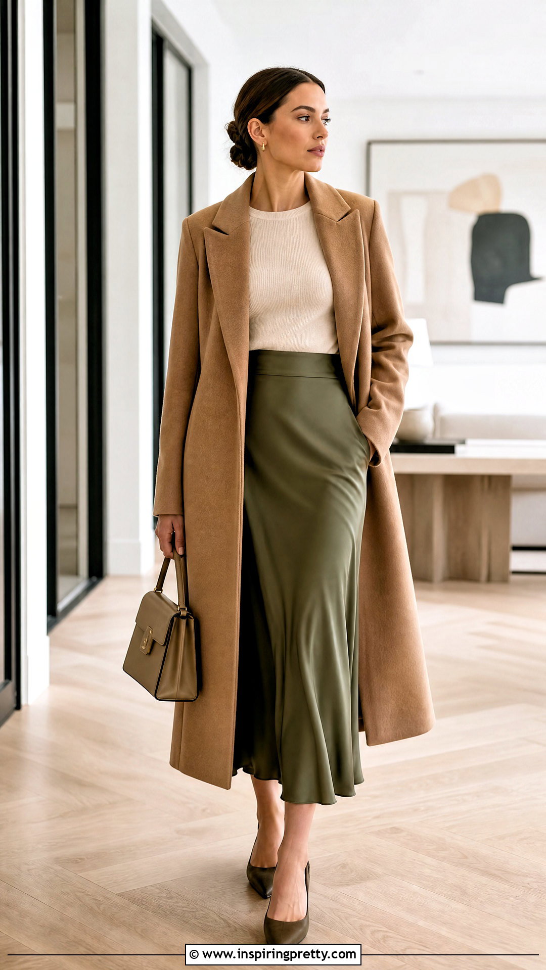 Short Knit Top With Satin Skirt - 50 short tops outfit ideas