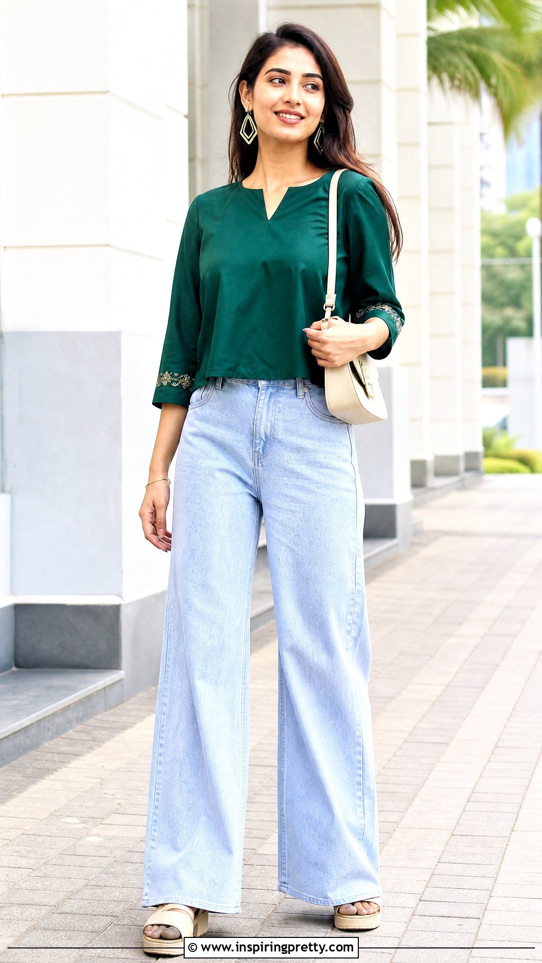 Short Kurta Top With Wide Leg Jeans - how to style kurta tops (20 ways)