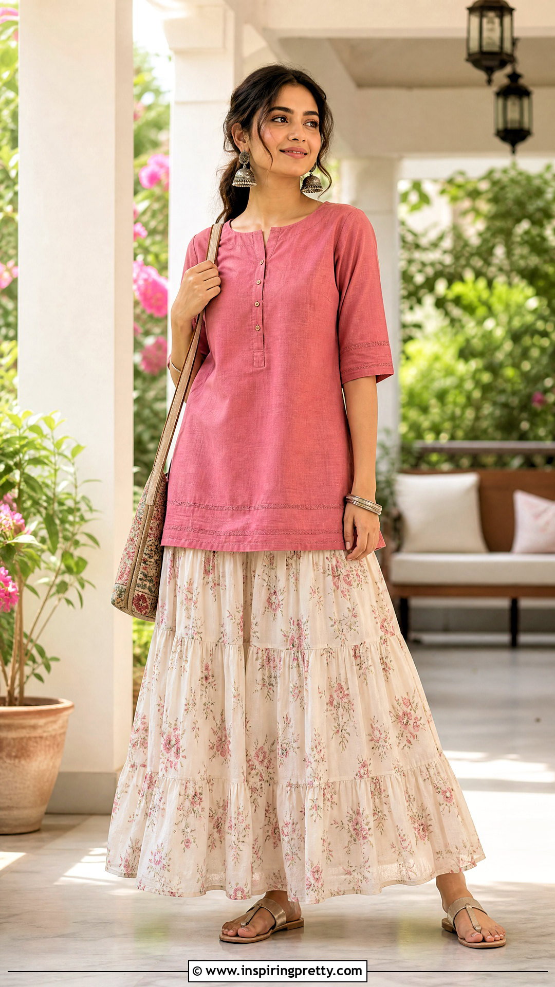 Short Kurti And Tiered Skirt Indian Outfit - 50 skirt and top indian outfits