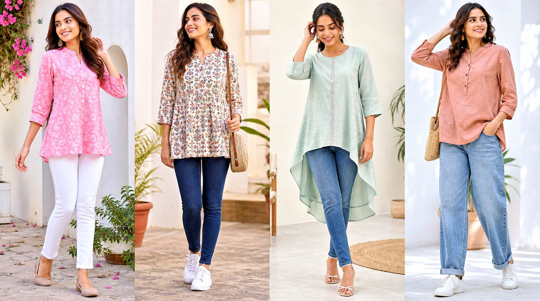 50 Short Kurti Tops for Jeans to Refresh Your Daily Style