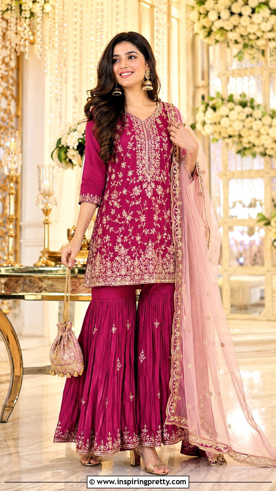 Short Kurti With Sharara Pants - 50 kurti tops outfit ideas