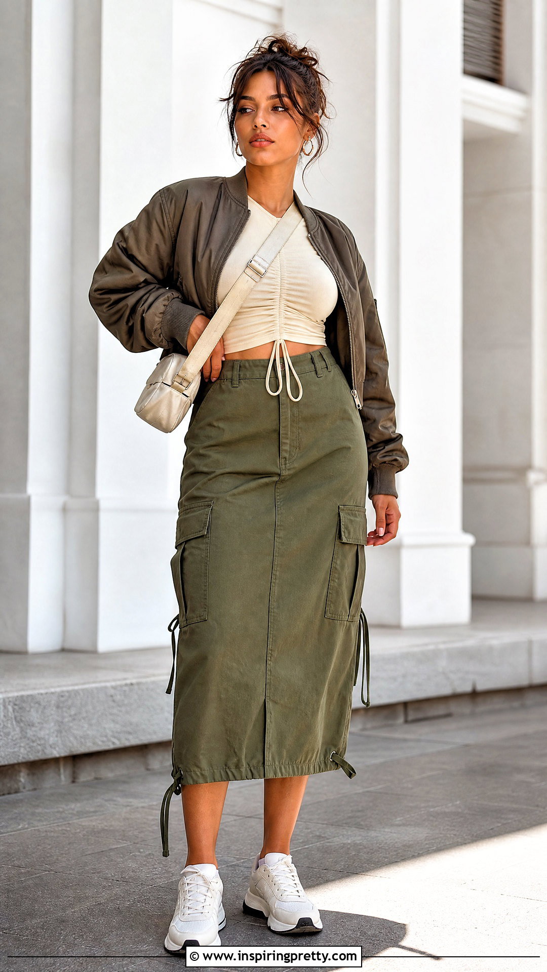 Short Ruched Top And Cargo Skirt - 50 short top ideas