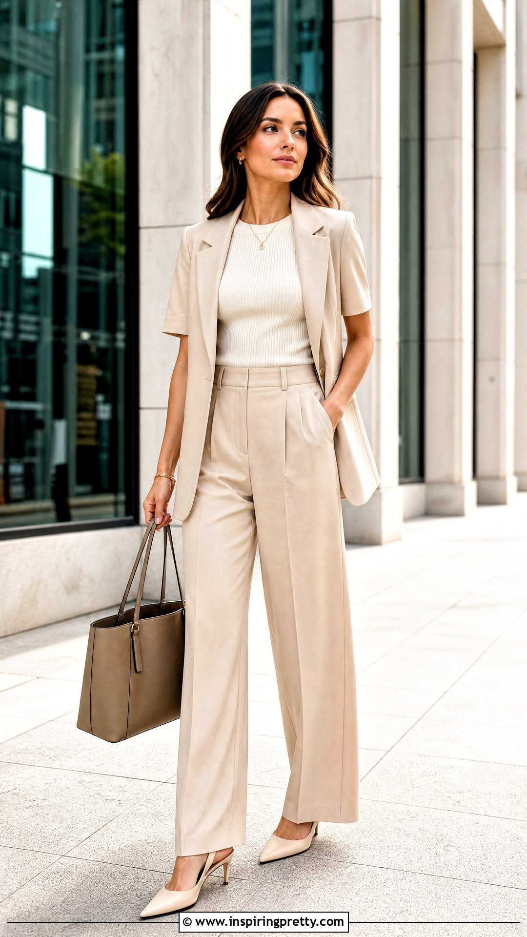 Short Sleeve Knit Top With Pantsuit - 50 knit top outfit ideas
