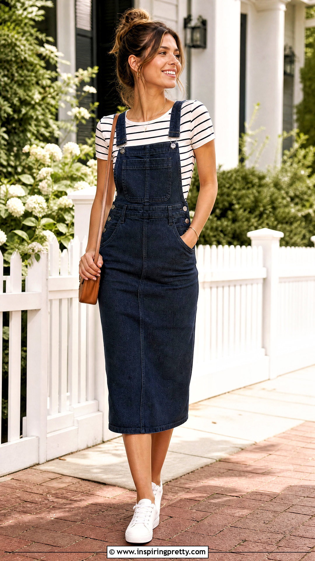 Short Sleeve Top With Overall Dress - 50 short sleeve top outfit ideas