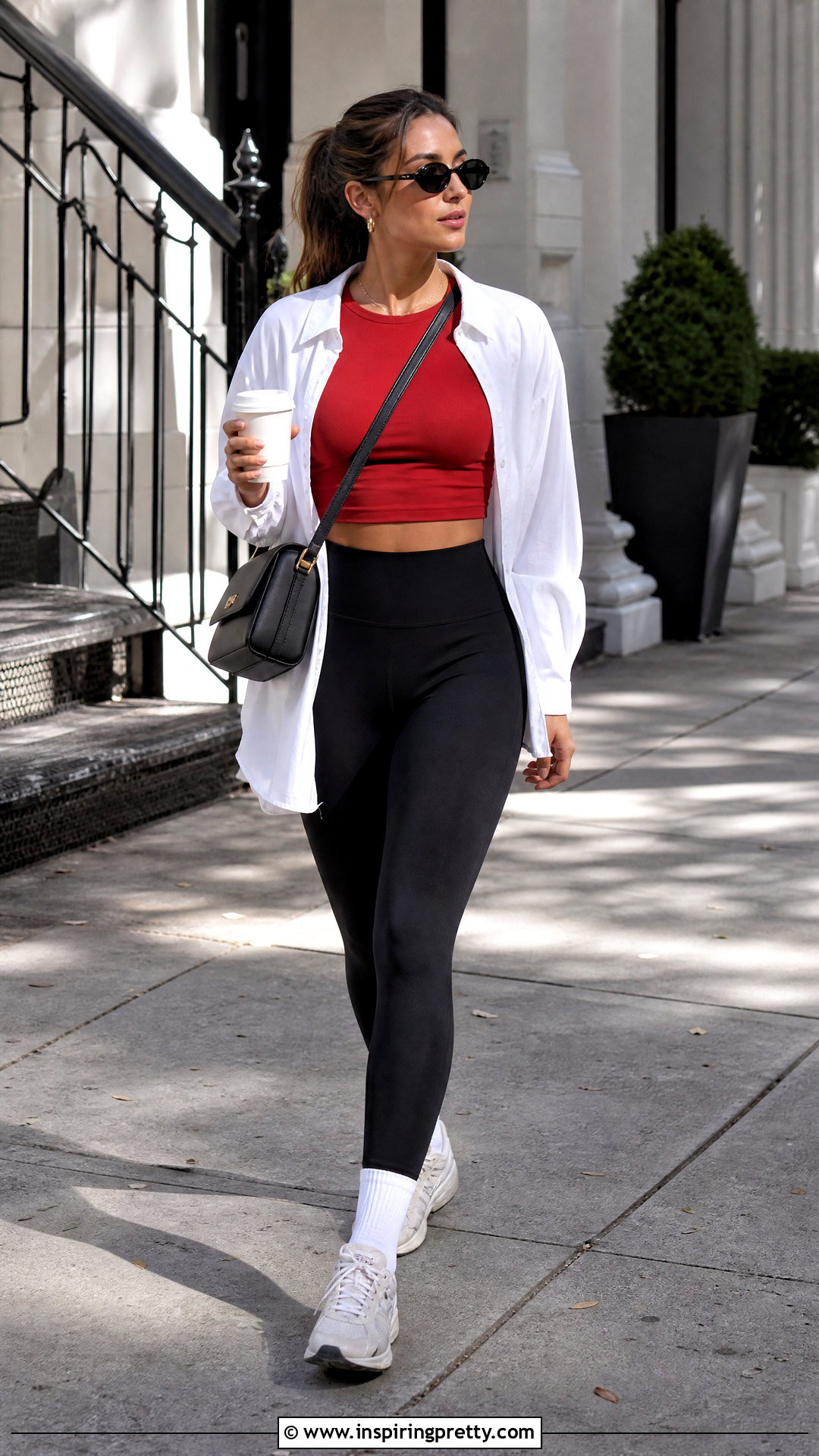 Short Top With High Waisted Leggings - 50 short tops outfit ideas