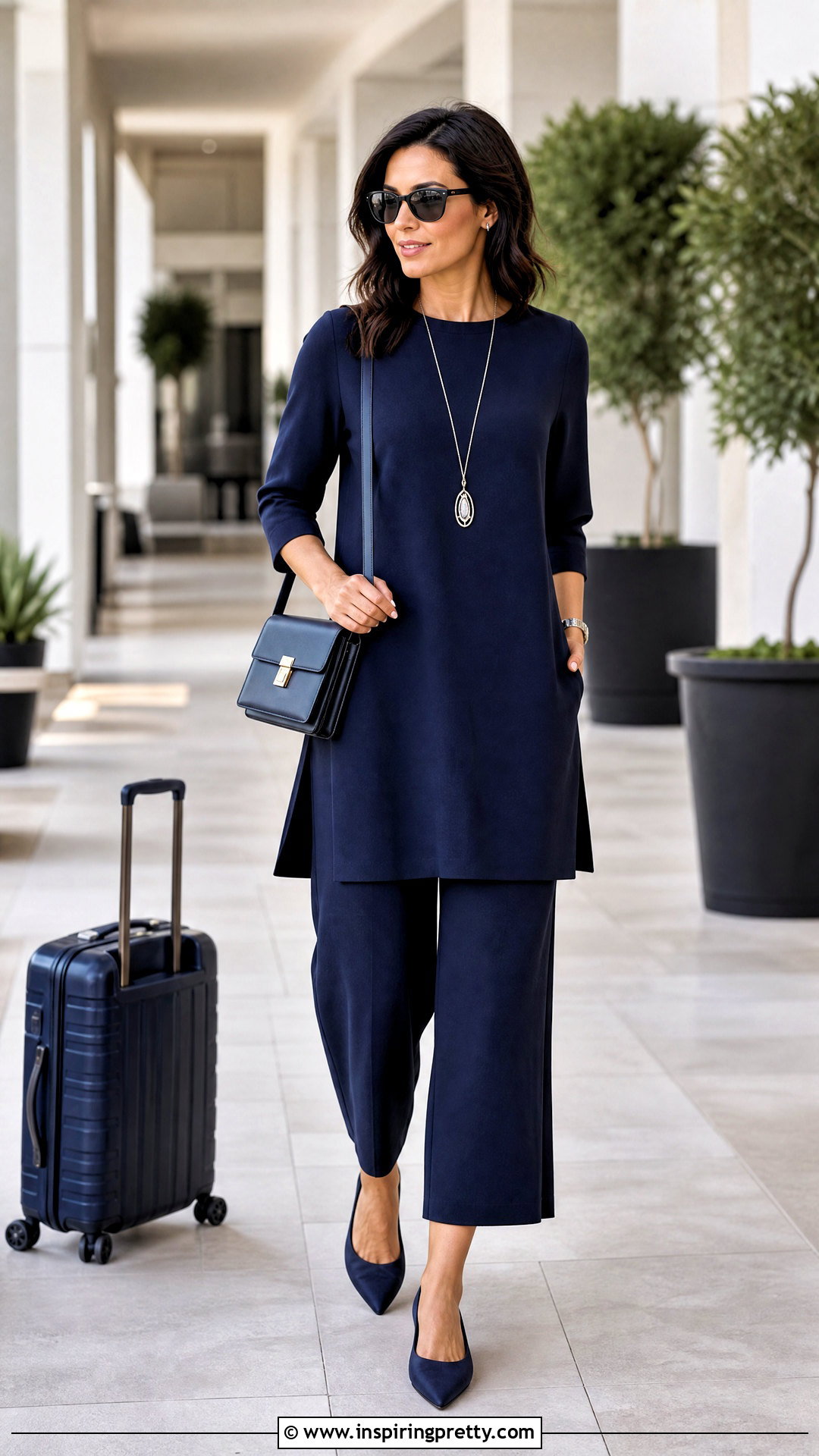 Short Tunic With Cropped Wide Leg Pants - 50 tops to wear with wide leg pants