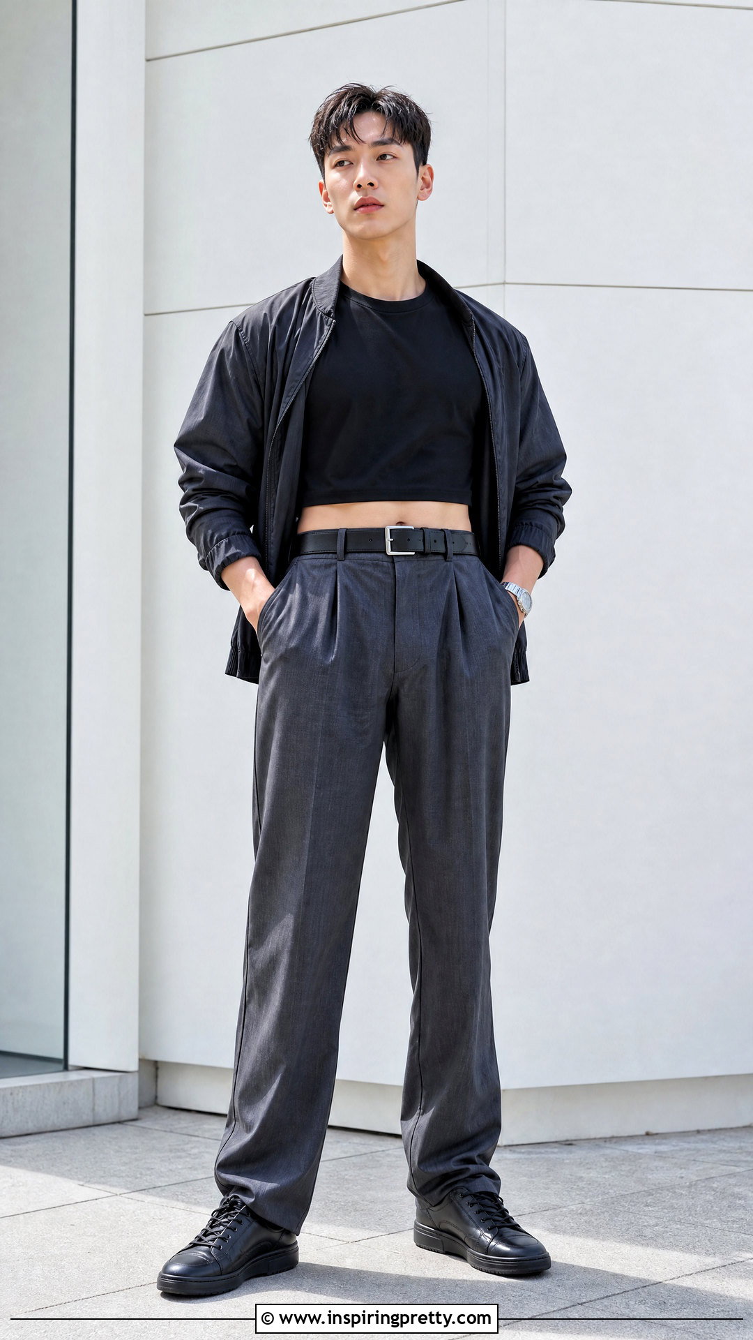 Shownu Black Crop Tee Outfit - 25 male kpop idols in crop tops outfit ideas