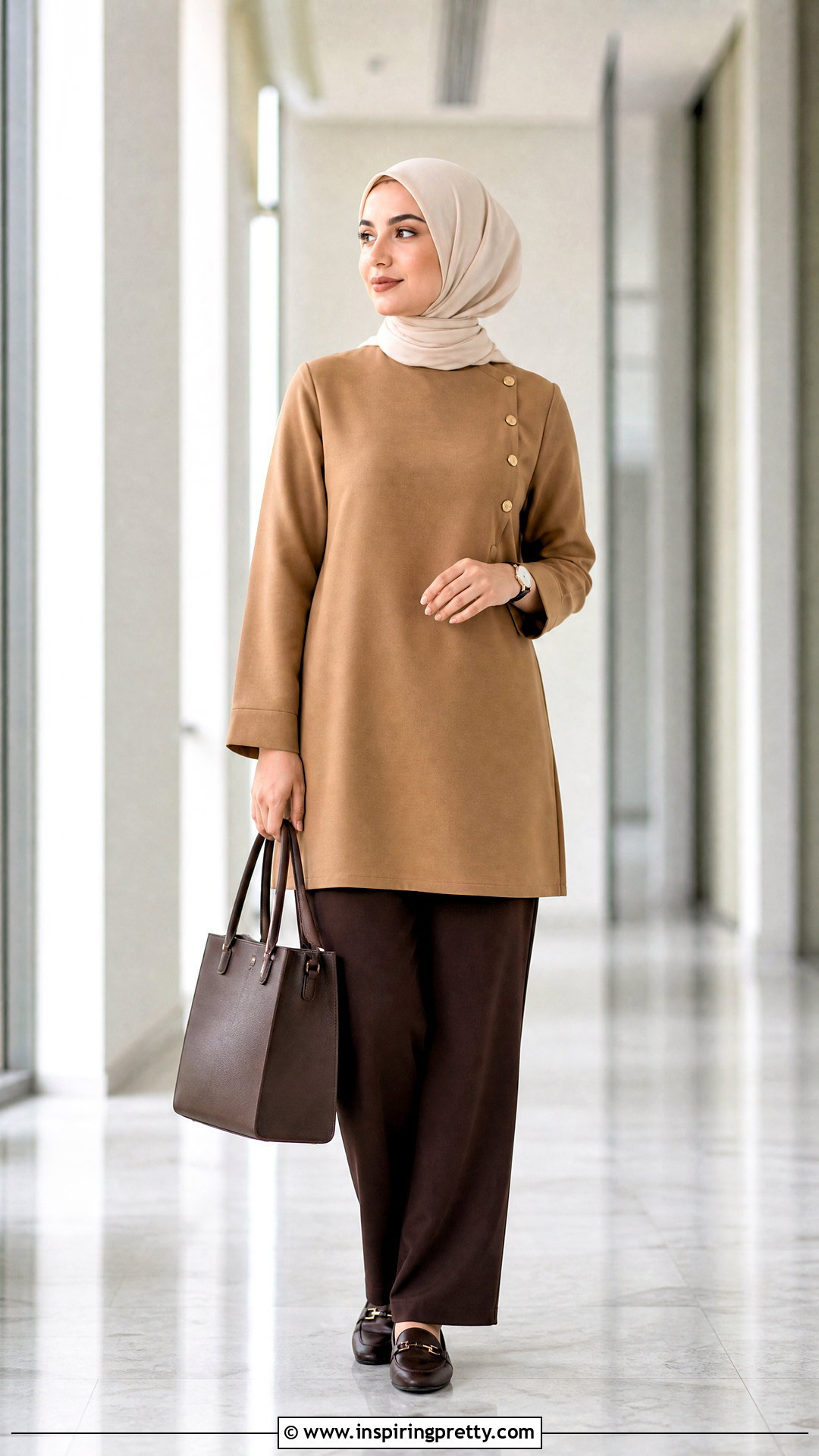 Side Button Long Top With Loose Trousers - 50 long tops designs for muslims