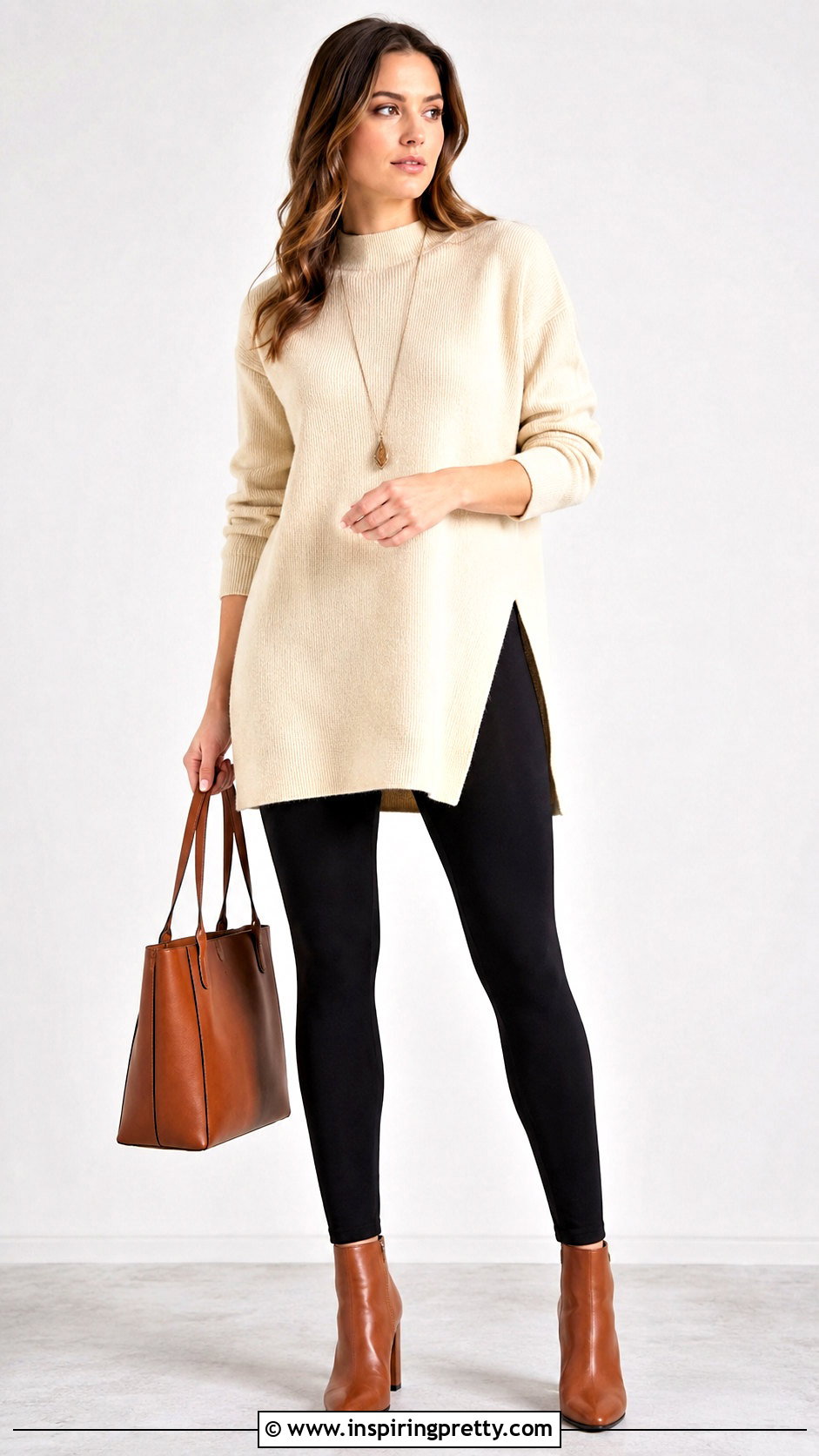Side Slit Tunic Top With Leggings And Ankle Boots - 20 Best Tops With Leggings