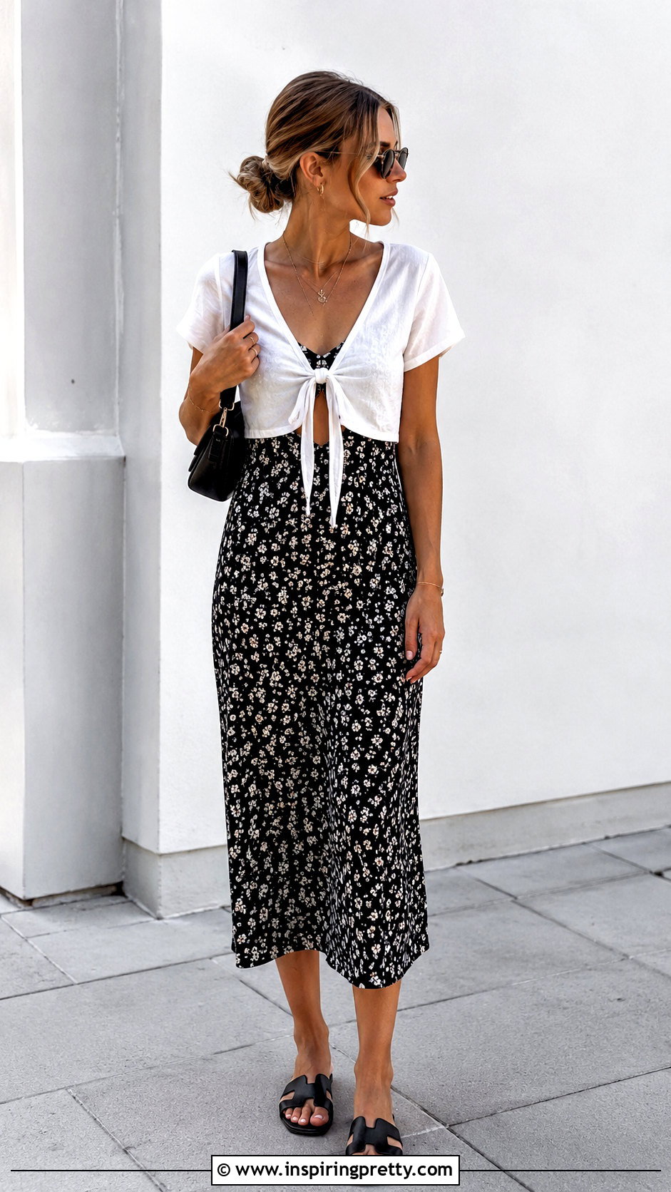 Side Tie Top Over A Slip Dress - 20 St Side Tie Top outfit ideas