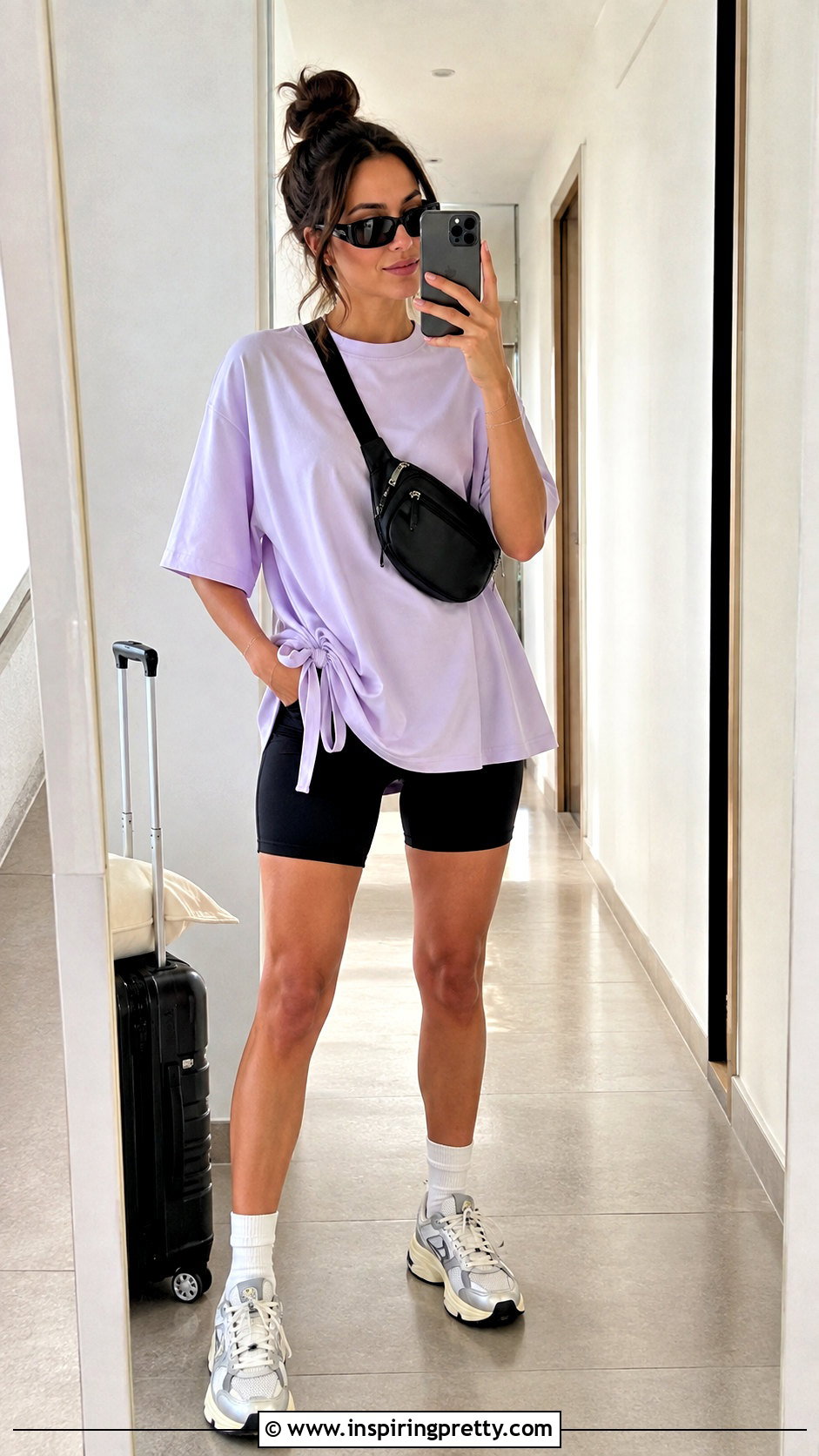 Side Tie Top With Bike Shorts - 50 side tie top outfit ideas