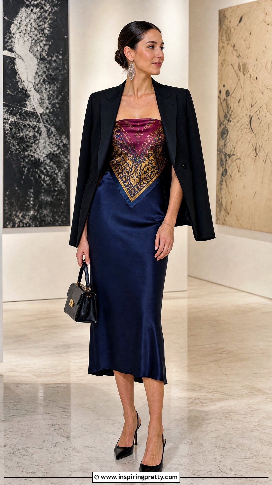 Silk Bandana Top With Satin Skirt - 50 bandana top outfit ideas