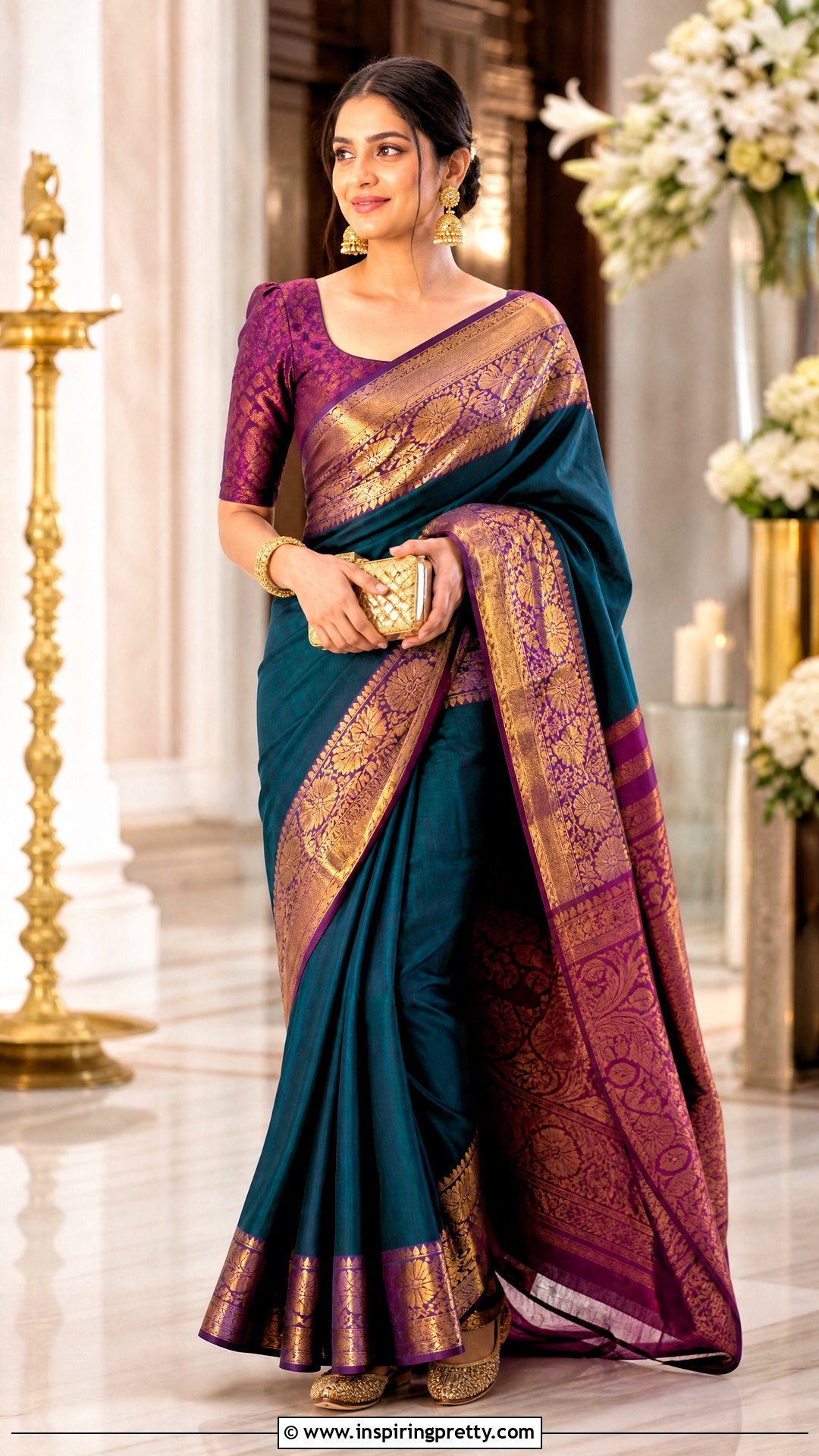 Silk Blouse With Kanjivaram Saree - 50 traditional tops for women