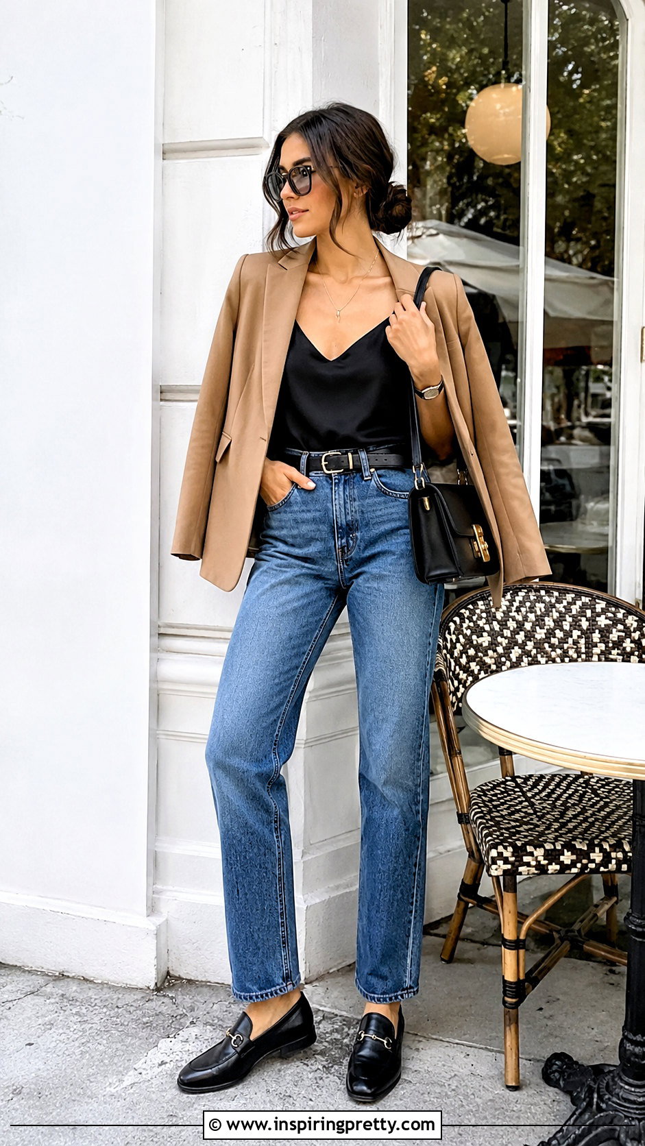 Silk Camisole With Blazer And Jeans - 50 silk top outfit ideas
