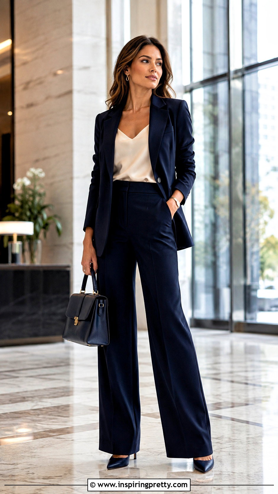 Silk Camisole With Matching Trouser Suit - 50 silk top outfit classy ideas