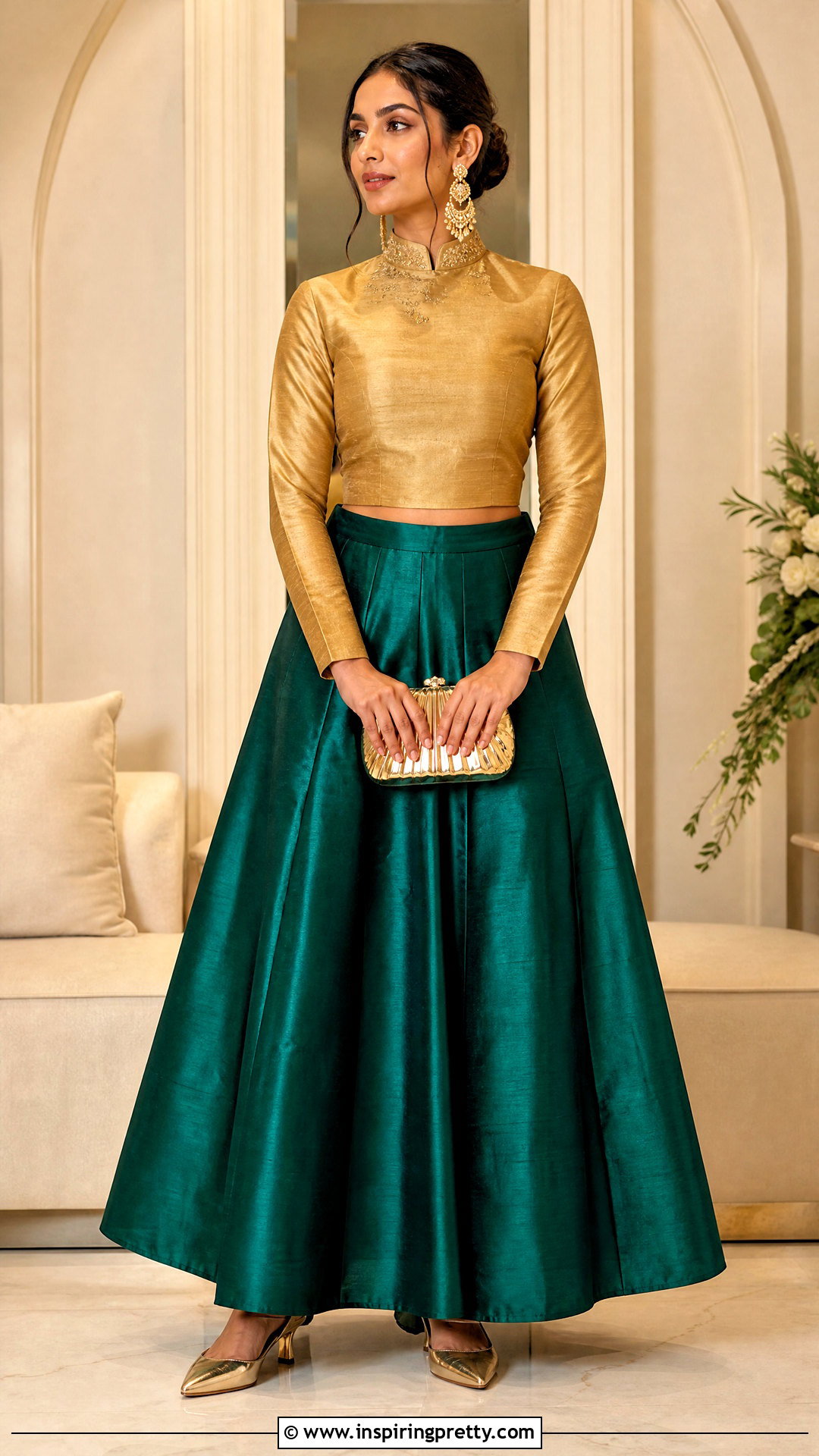 Silk Indian Skirt And High Neck Top Outfit - 50 indian skirt and top outfits
