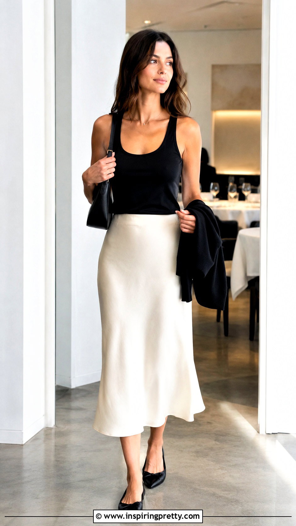 Silk Knit Tank Top With Slip Skirt - 20 silk knit tank top outfit ideas