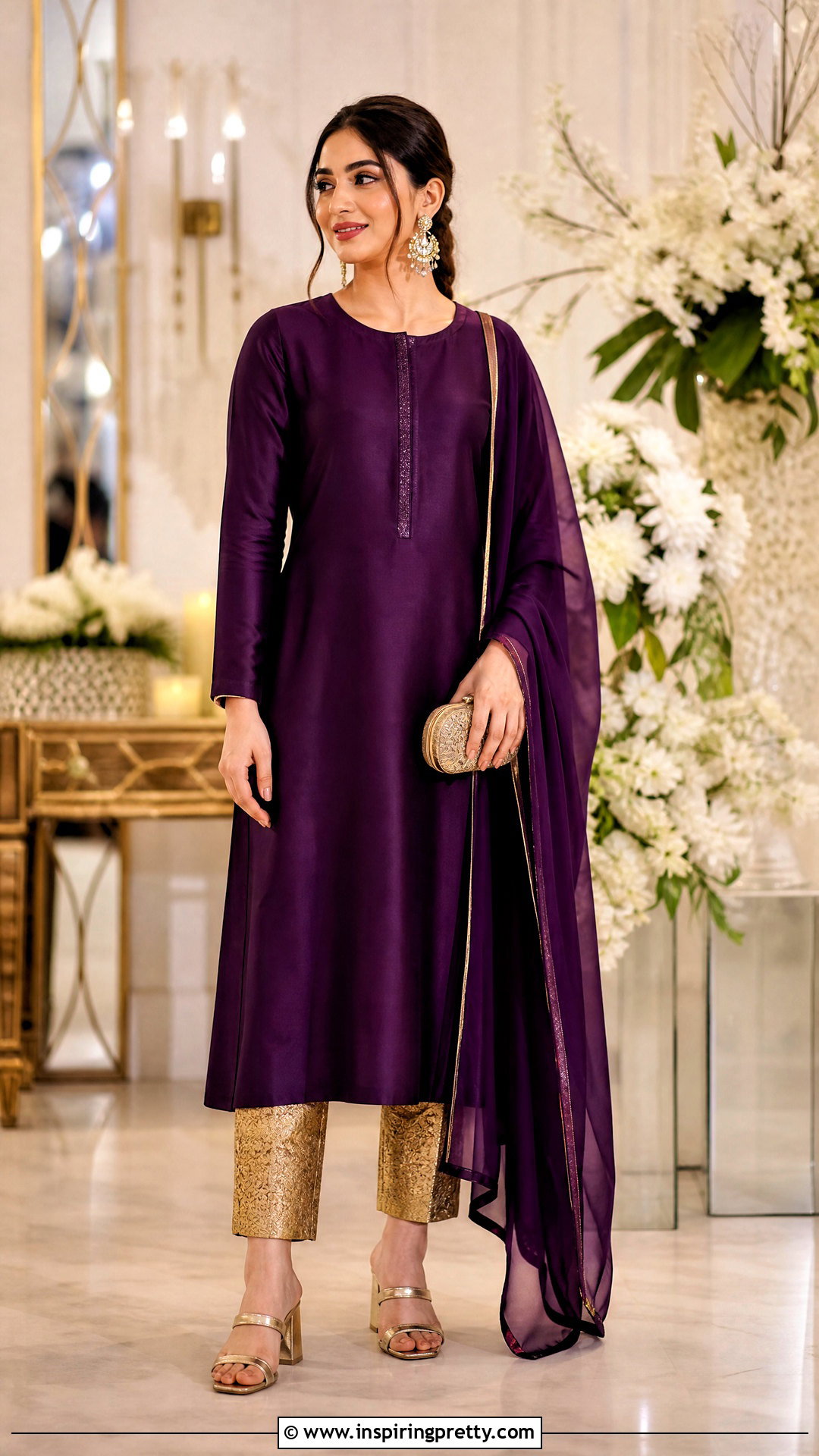 Silk Long Kurtha Top With Brocade Pants - 20 long kurtha tops for women