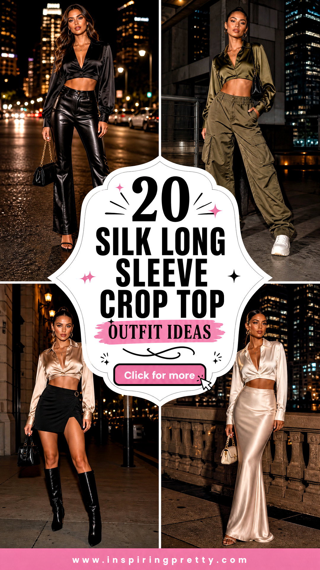 20 Silk Long Sleeve Crop Top Outfit Ideas for Chic Nights Out - 20 Silk Long Sleeve Crop Top Outfit Ideas for Chic Nights Out