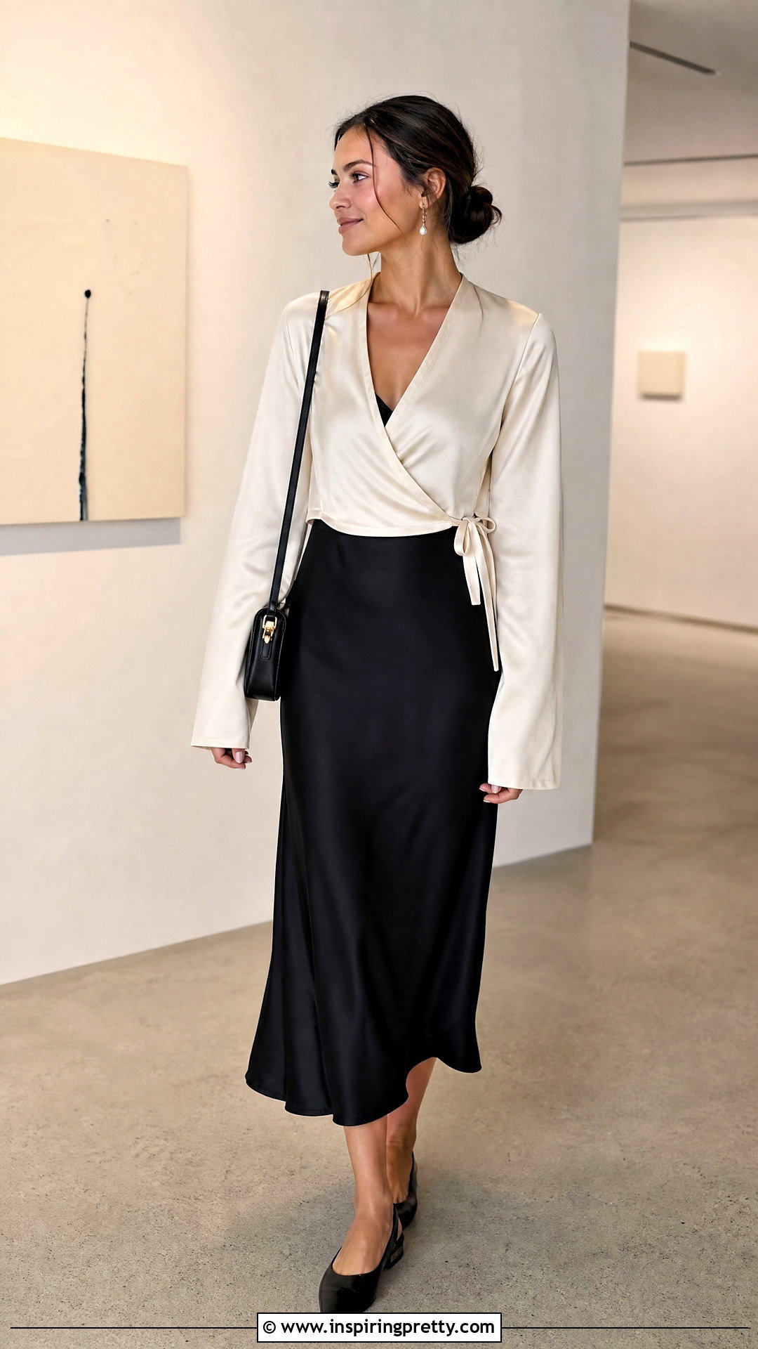 Silk Long Sleeve Crop Top With a Slip Dress - 20 silk long sleeve crop top outfit ideas