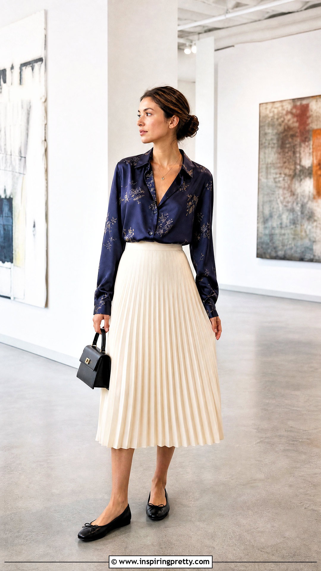 Silk Pyjama Top With Pleated Midi Skirt - 25 silk pyjama top outfit ideas