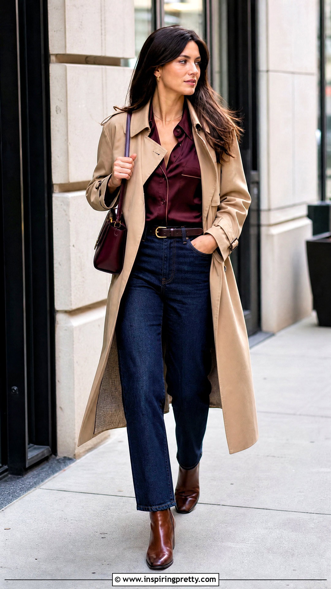 Silk Pyjama Top With Trench Coat And Jeans - 25 silk pyjama top outfit ideas