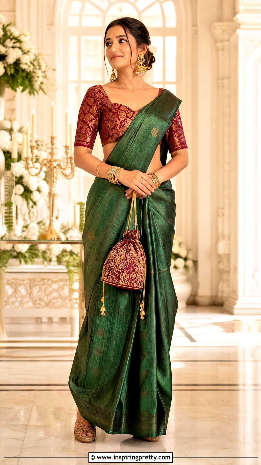 Silk Saree With Brocade Crop Top - 50 saree with crop top outfit ideas