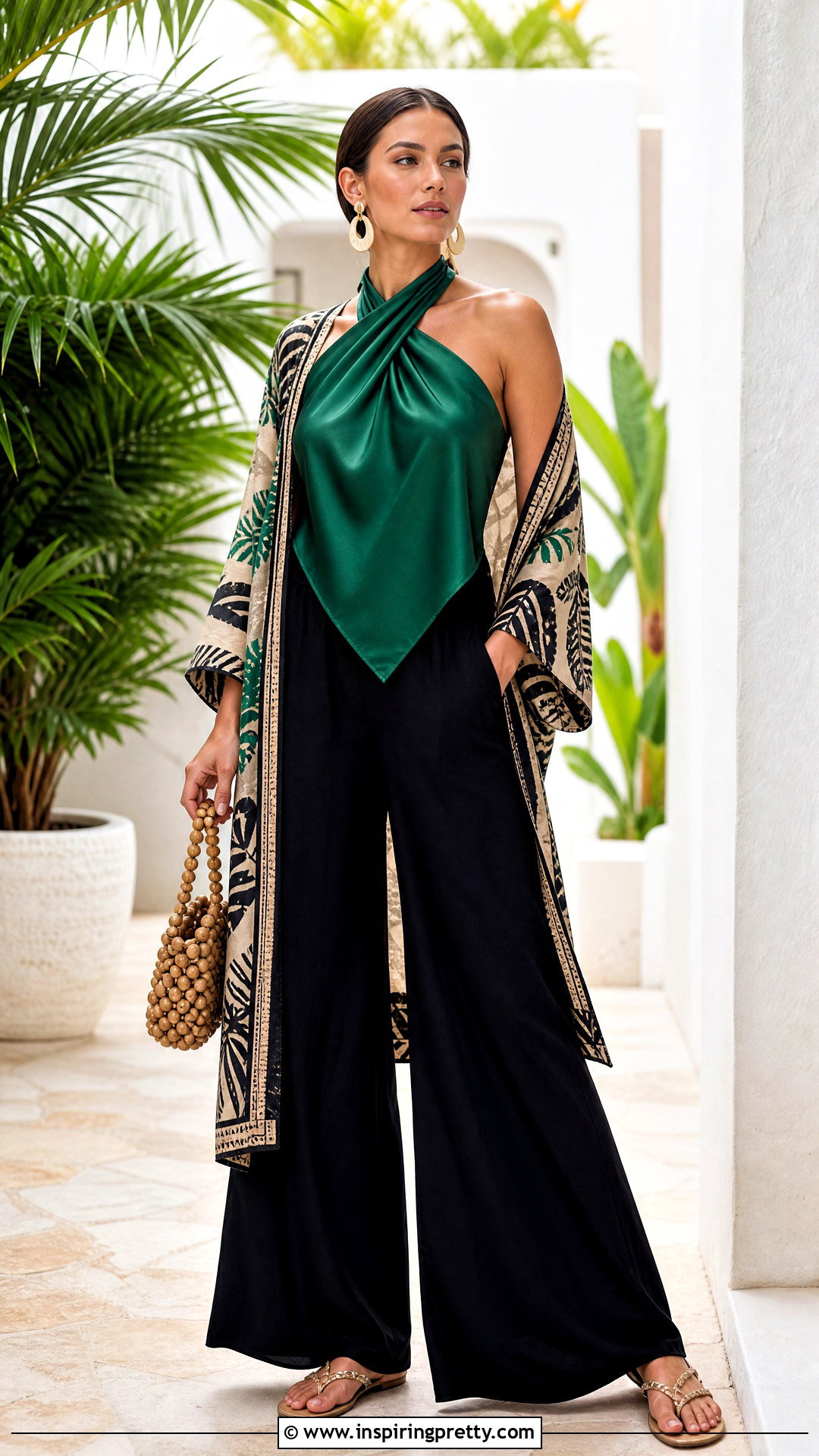 Silk Scarf Top With Kimono Layer - 50 Silk Scarf Top outfit ideas