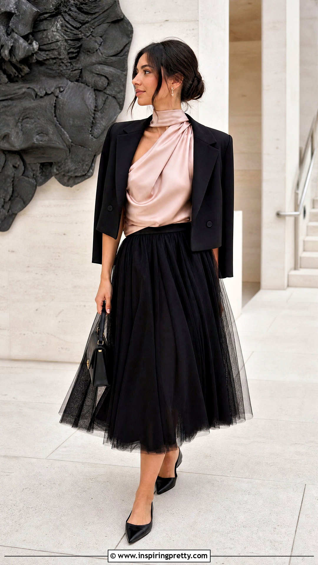 Silk Scarf Top With Tulle Midi Skirt - 50 Silk Scarf Top outfit ideas