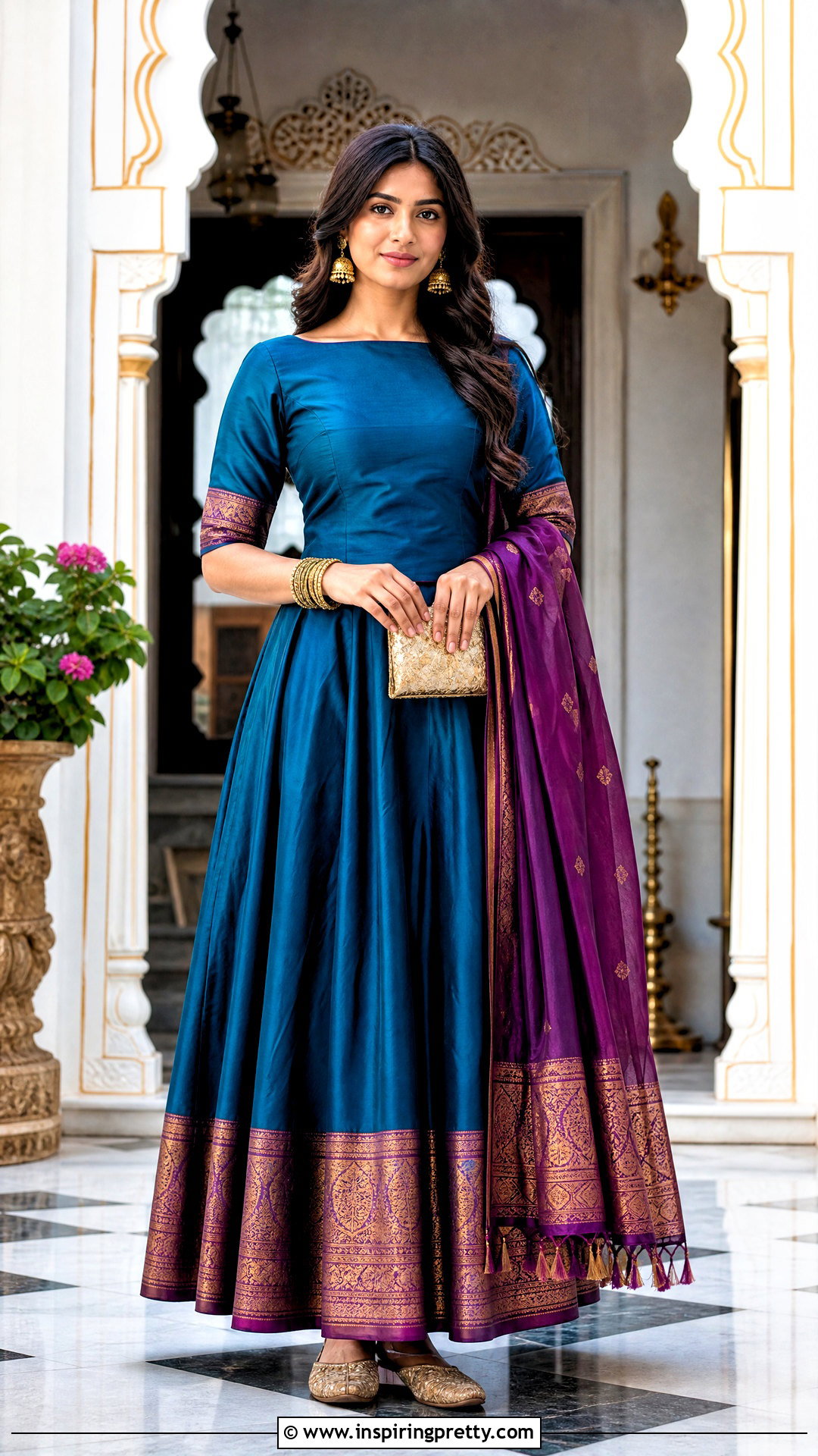 Silk Skirt With Boat Neck Blouse - 50 skirt top indian outfit ideas