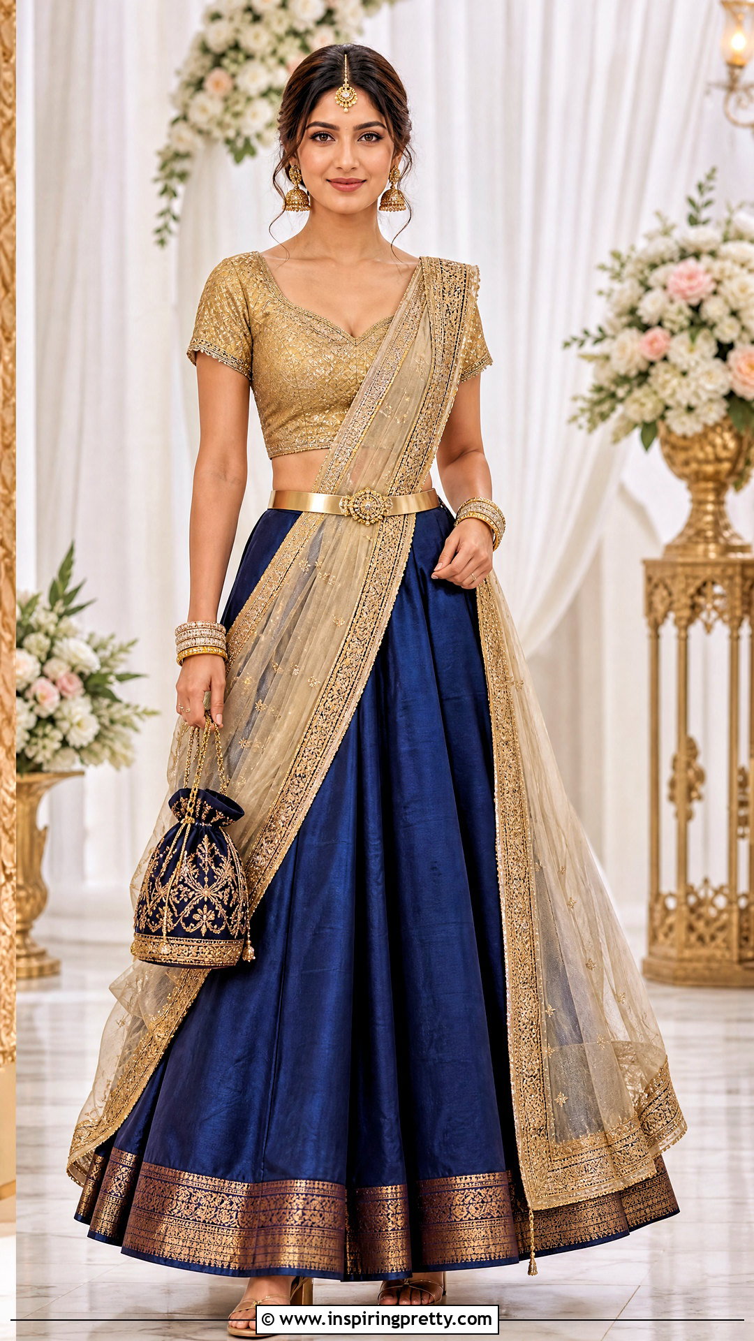 Silk Skirt With Dupatta Belt Outfit - 50 skirt top indian outfit traditional ideas