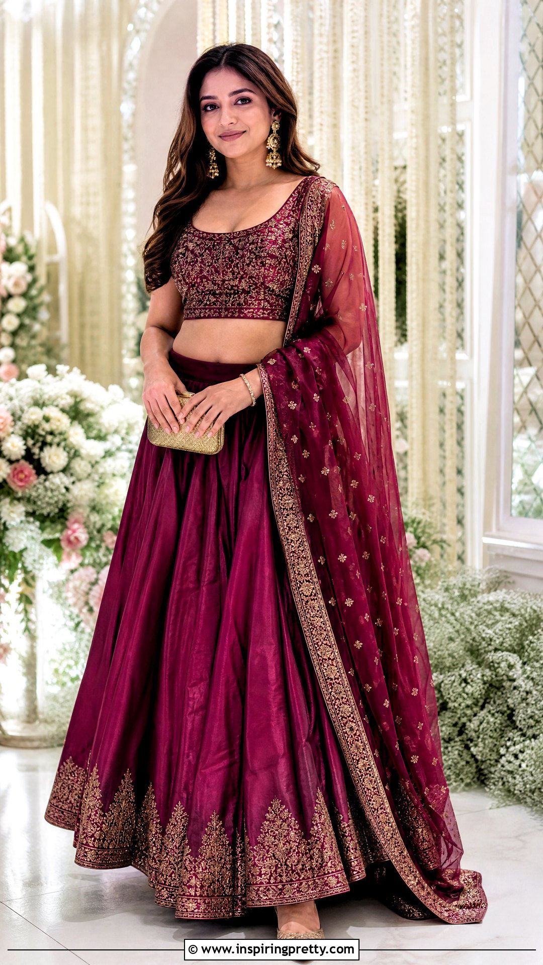 Silk Skirt With Embroidered Crop Top - 50 traditional skirt and top outfits