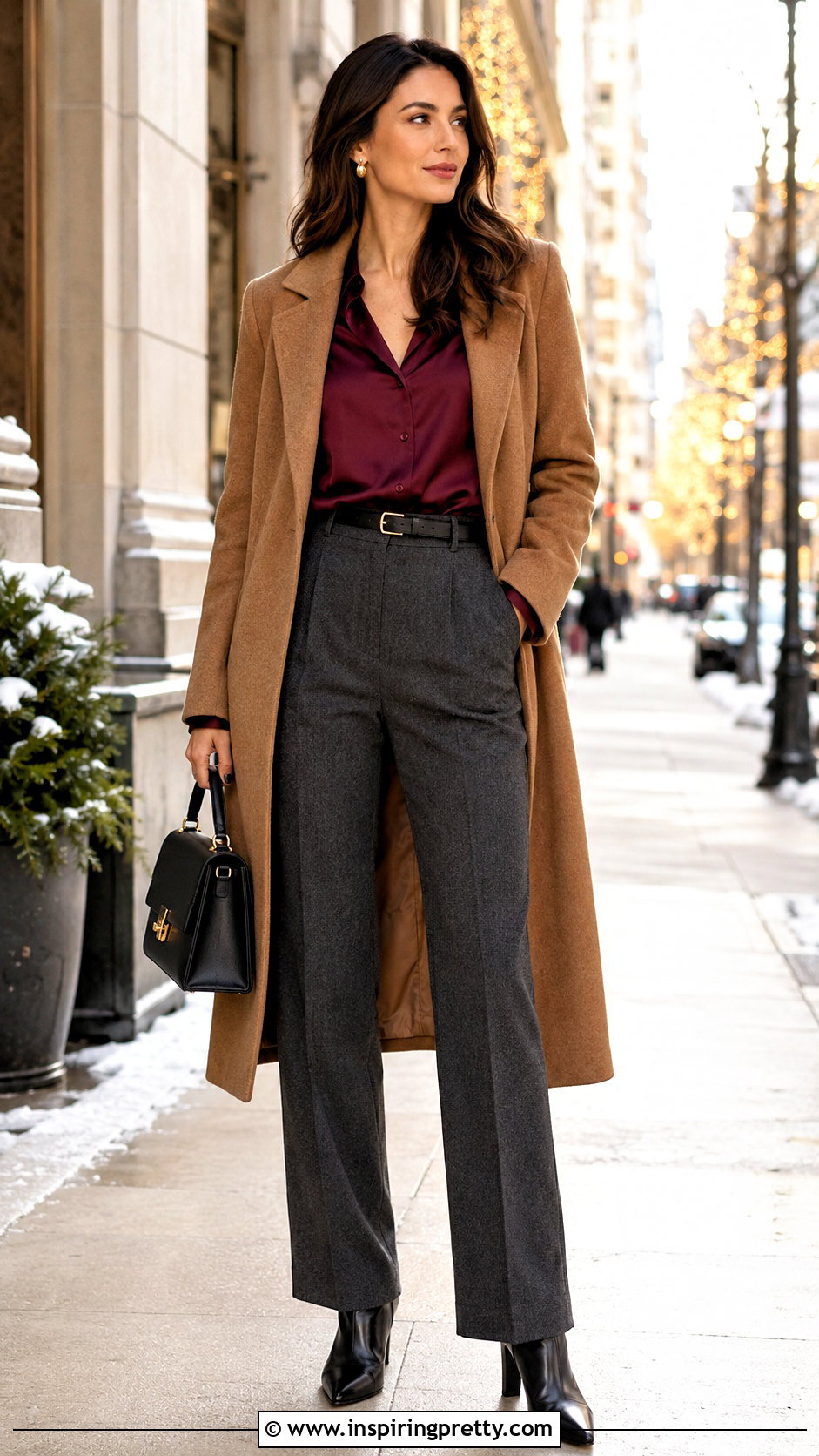 Silk Top With Wool Trousers For Winter - 50 silk top outfit classy ideas