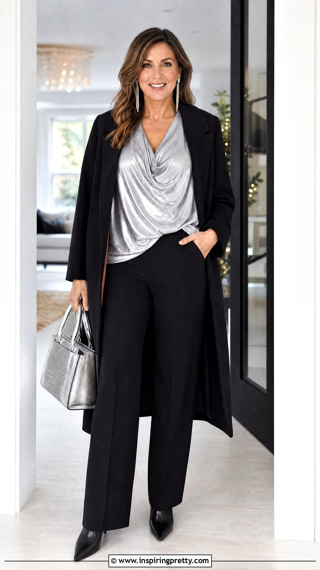 Silver Batwing Top With Black Trousers - 20 silver new years tops