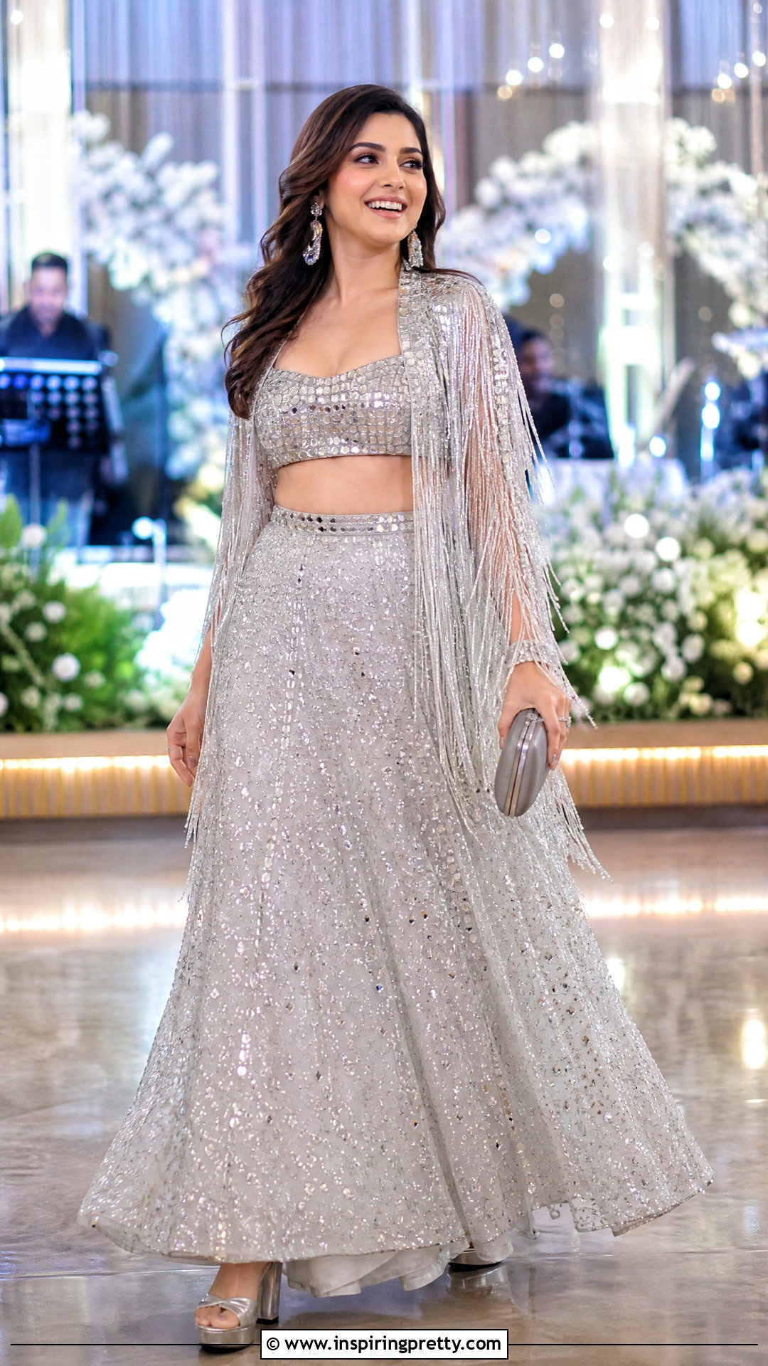 Silver Crop Top Lehenga With Fringe Jacket - 50 crop top lehenga with jacket outfit ideas