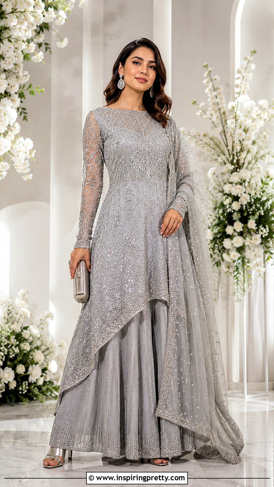 Silver Gray Lehenga With Long Top - 50 Lehenga With Long Top outfit ideas