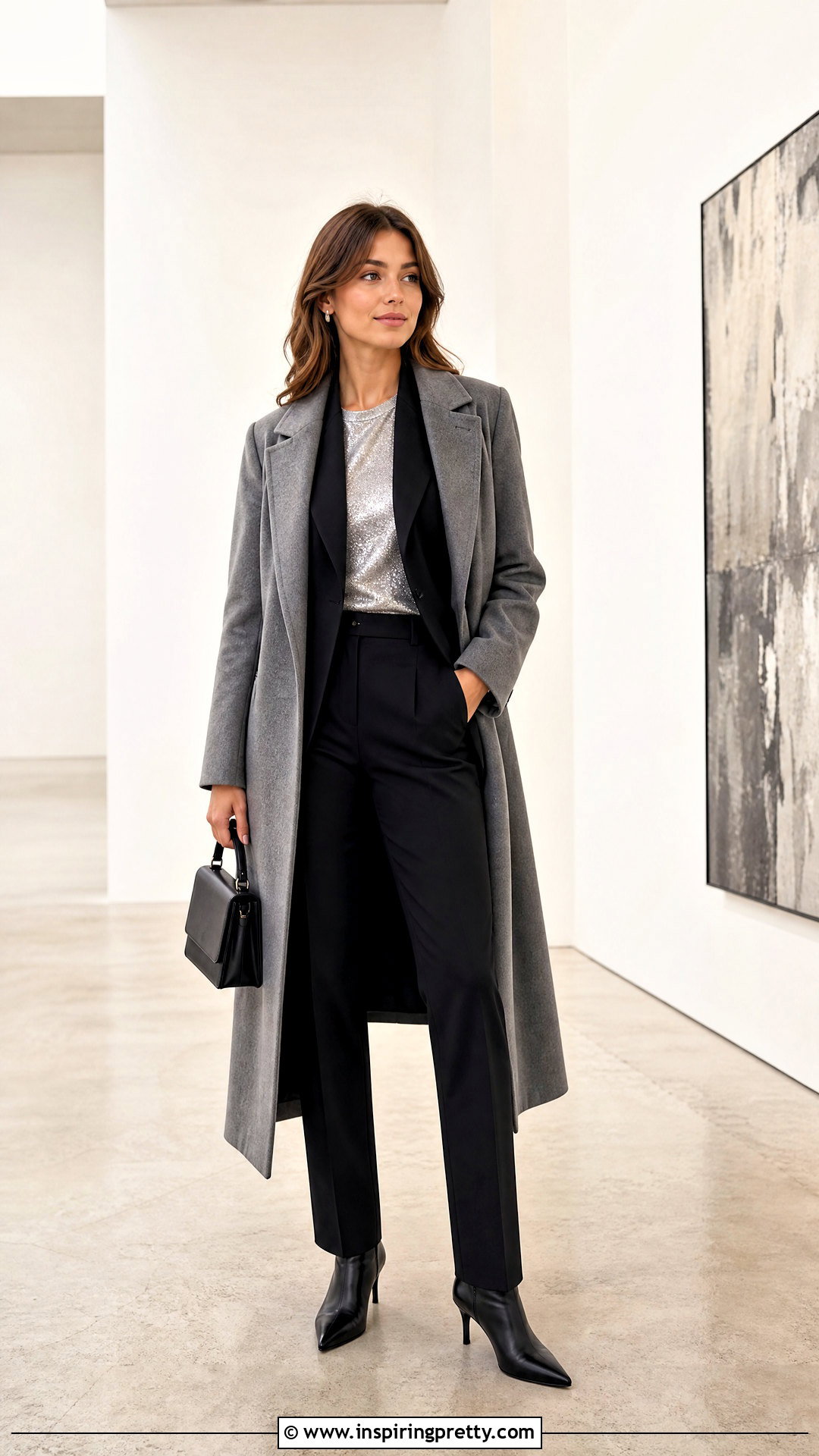 Silver Metallic Top Outfit - 50 winter tops aesthetics