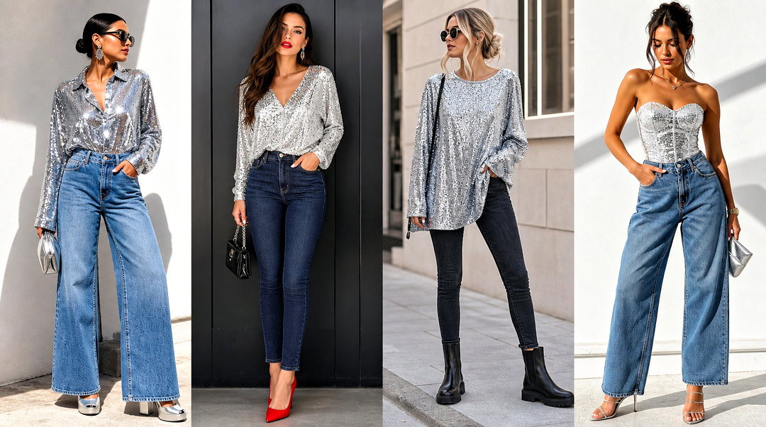 25 Silver Sequin Top With Jeans Looks for Effortless Glam