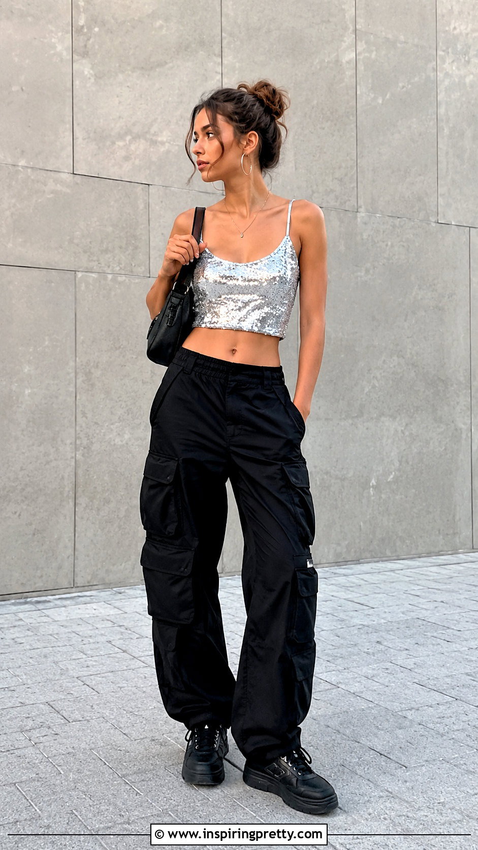 Silver Sequin Top With Straight Leg Jeans - 25 silver sequin top outfit ideas