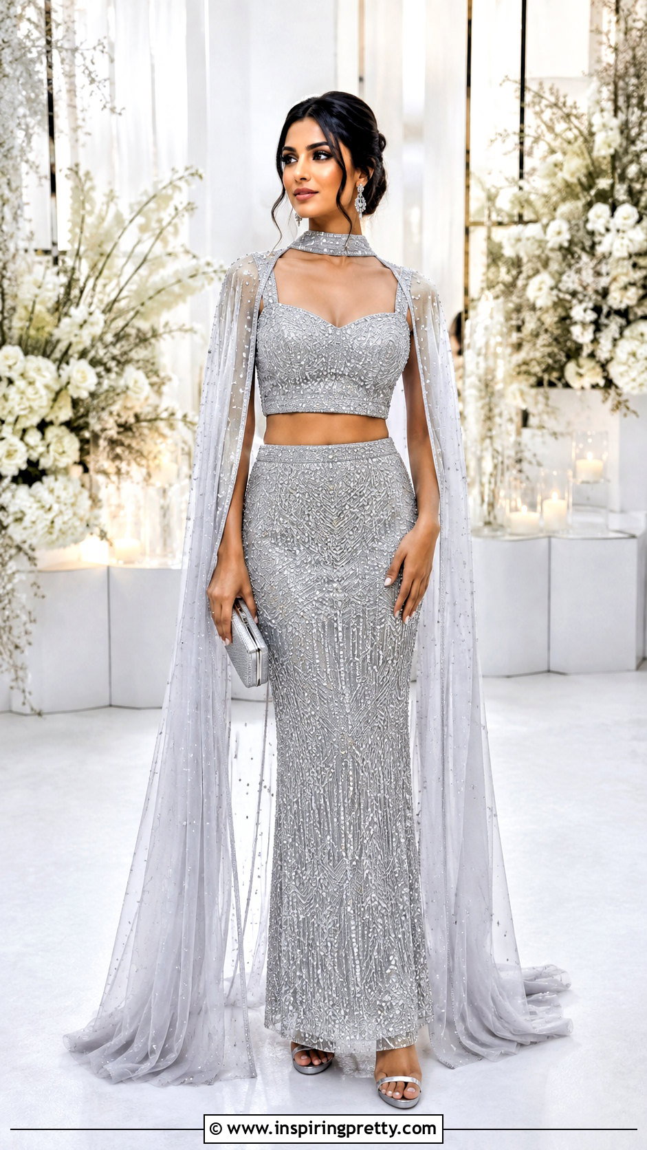 Silver Skirt And Crop Top For Reception - 50 skirt and crop top indian weddings