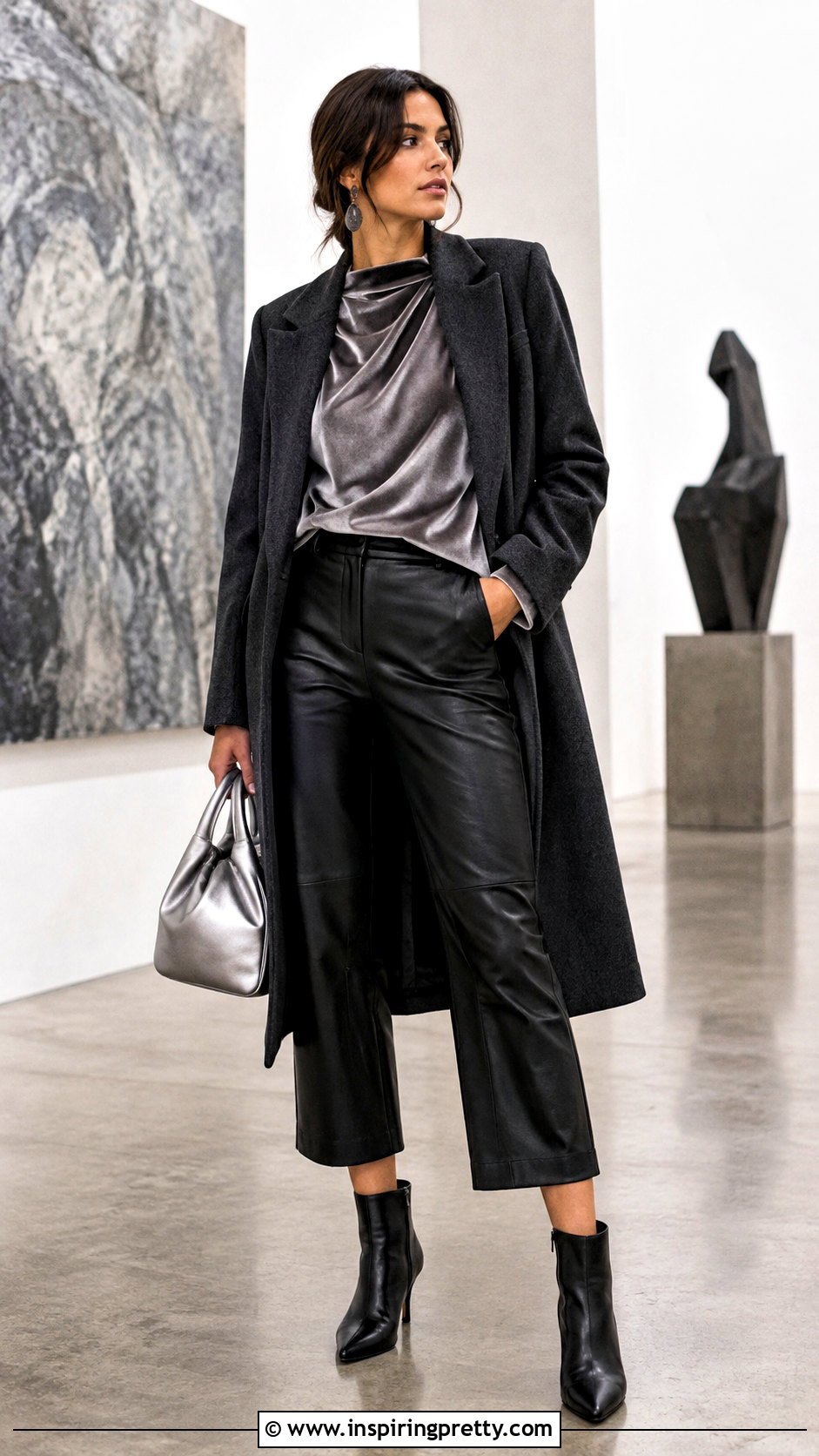 Silver Velvet Top With Black Leather Pants - 25 velvet top leather pants