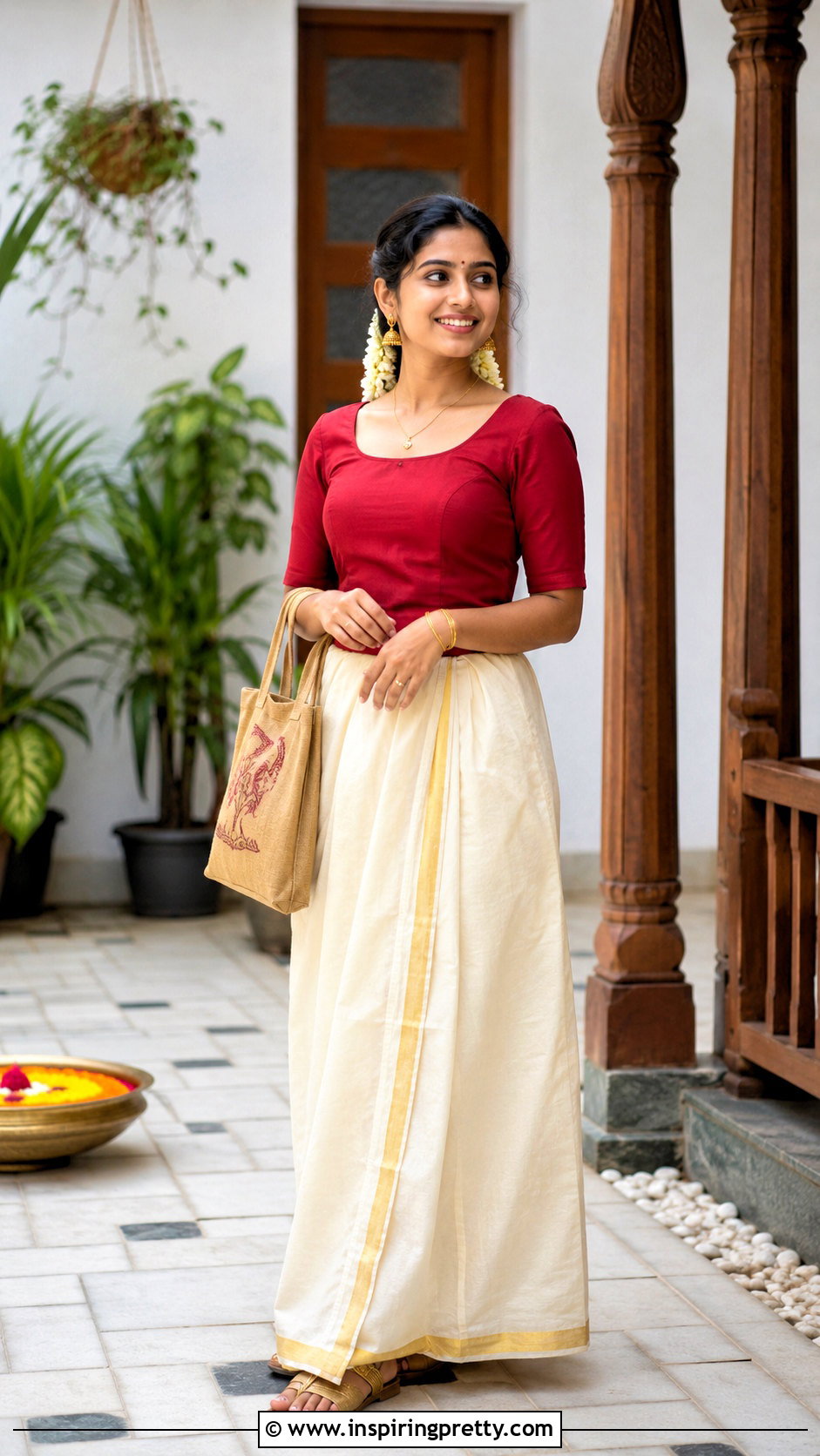 Simple Kerala Kasavu Skirt And Blouse - 50 traditional skirt and top kerala outfit ideas