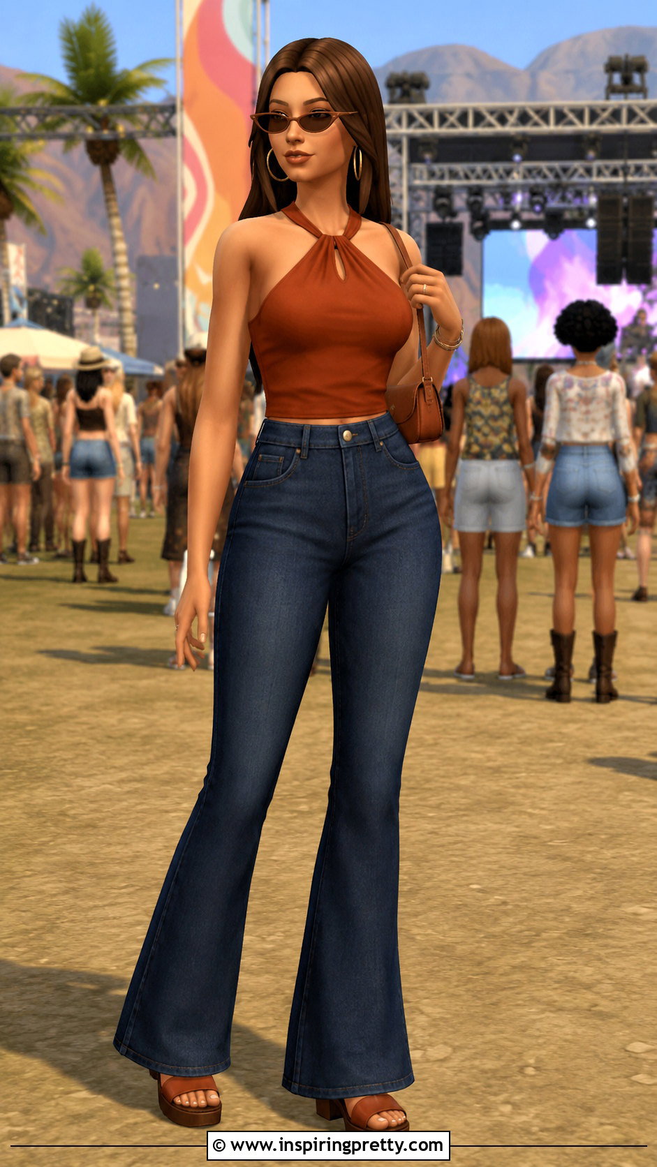 Sims Halter Top and Flared Jeans Outfit - 20 the sims resource sims 4 clothing tops outfit ideas