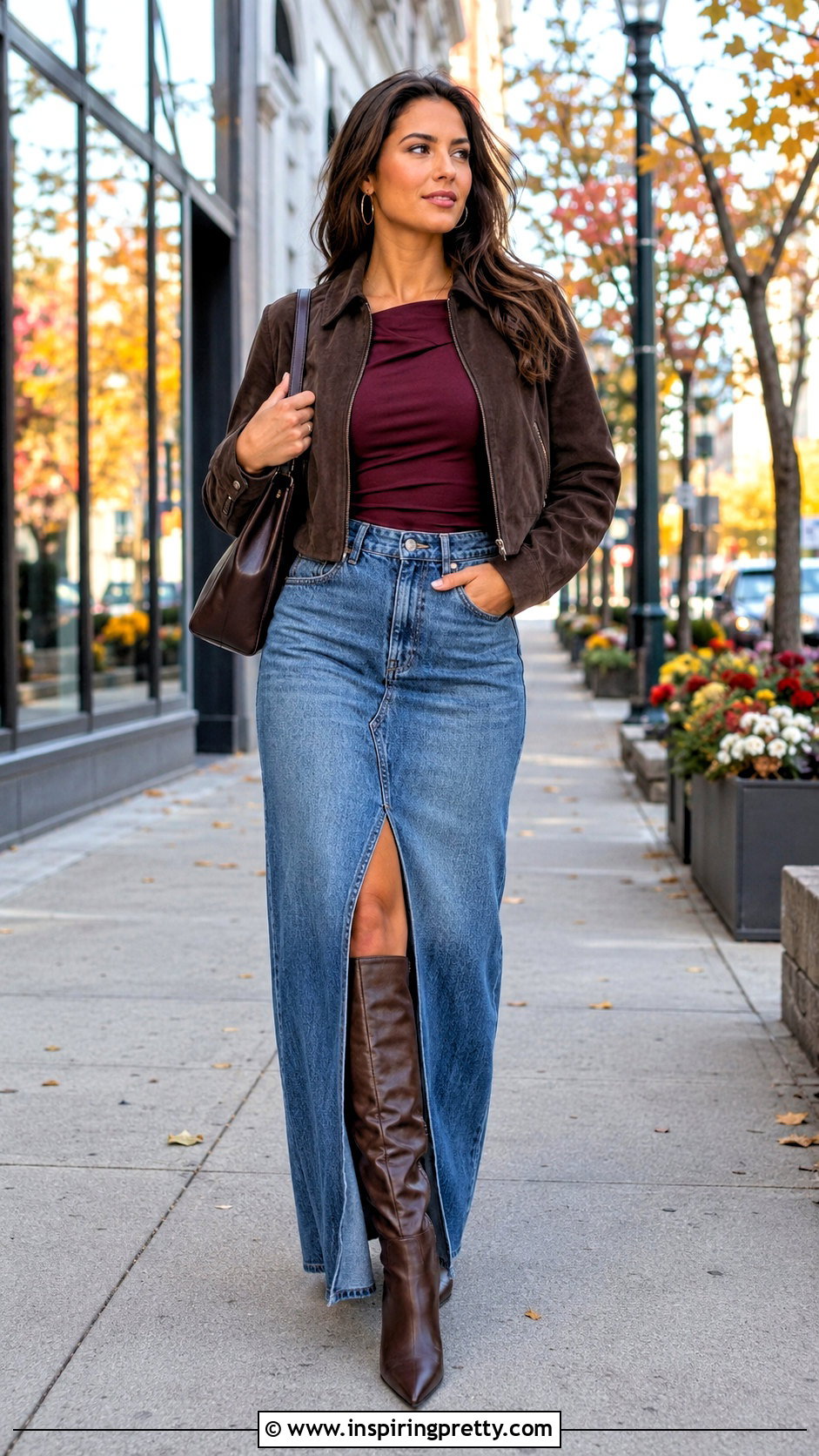 Siren Top With Denim Maxi Skirt And Boots - 50 siren top outfit ideas