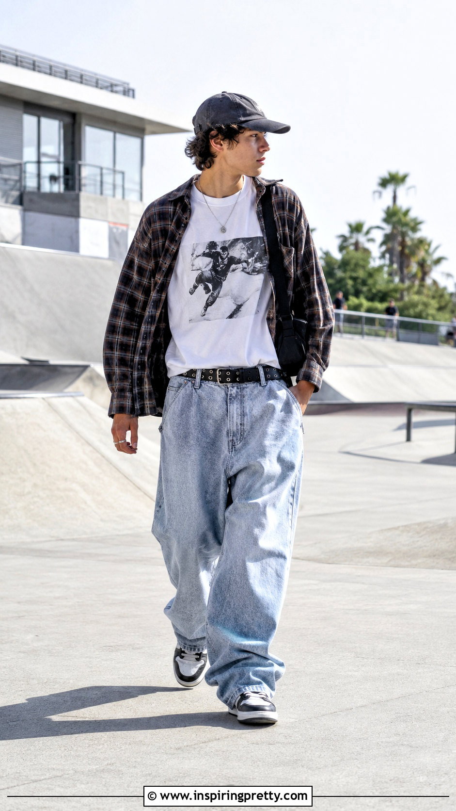 Skate Graphic Tee With Baggy Jeans Outfit - 25 graphic tops men