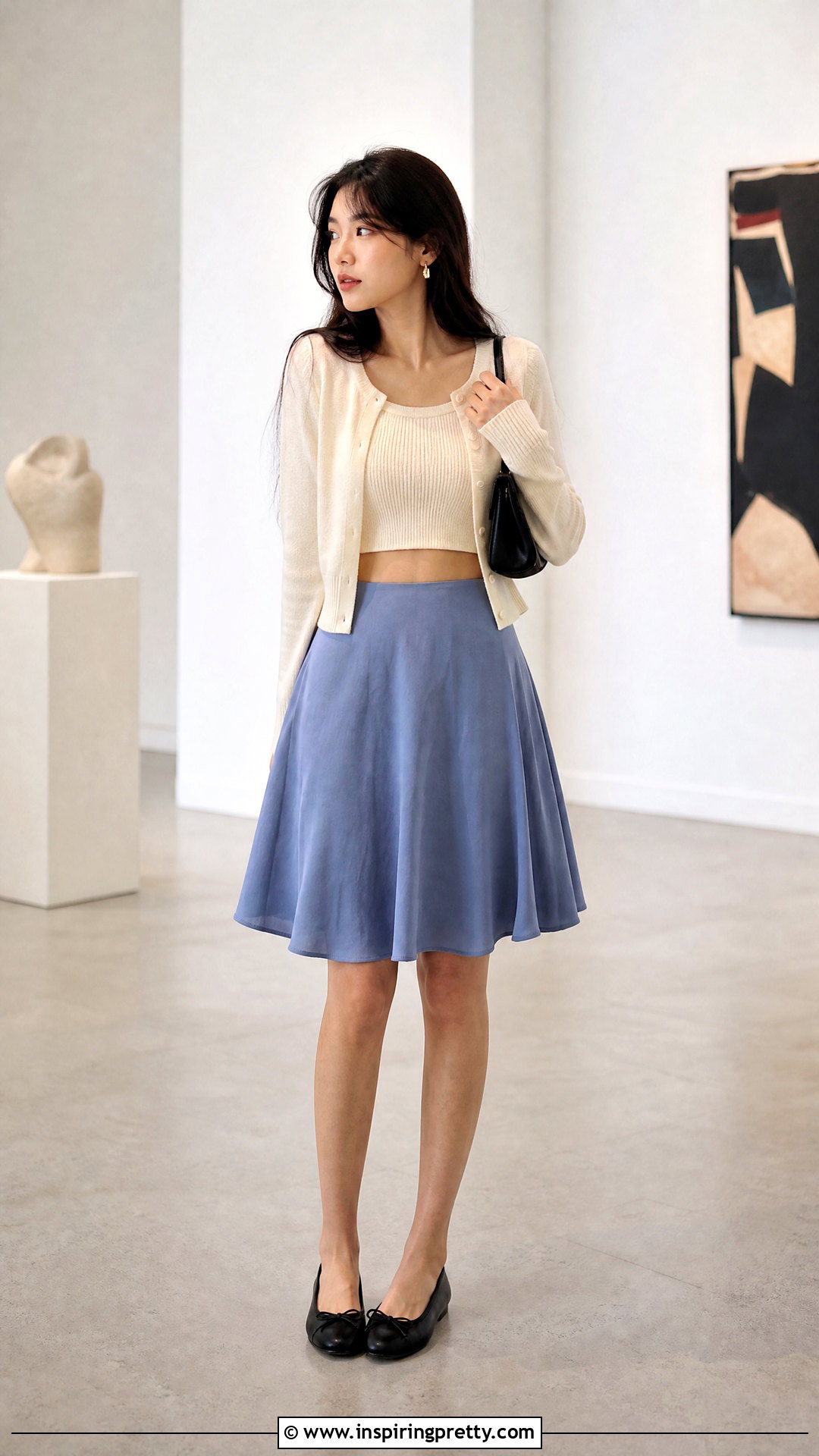 Skater Skirt And Crop Top With Ballet Flats - 25 skater skirt and crop top outfit ideas