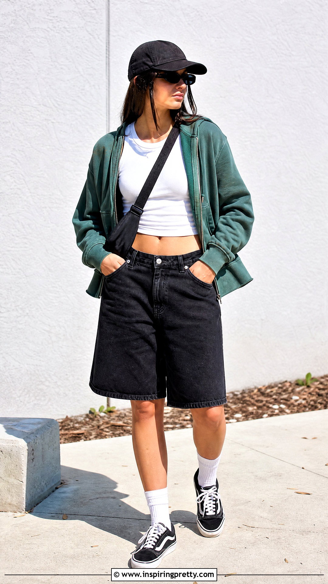 Skater Tank Top With Zip Hoodie And Shorts - 20 skater tank tops outfit ideas