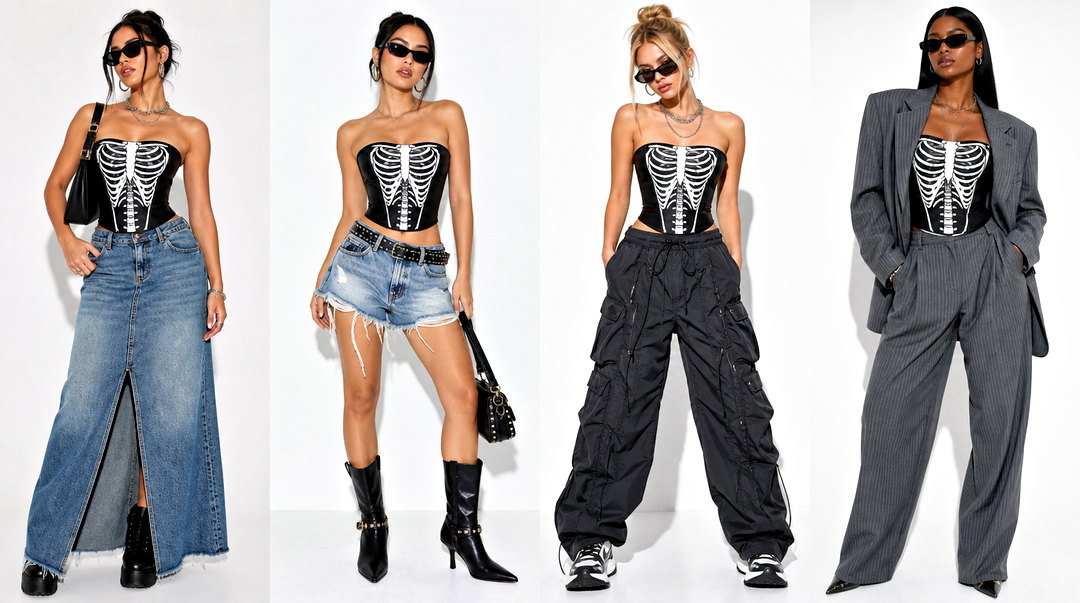 25 Skeleton Corset Top Outfit Ideas for Bold Halloween Looks