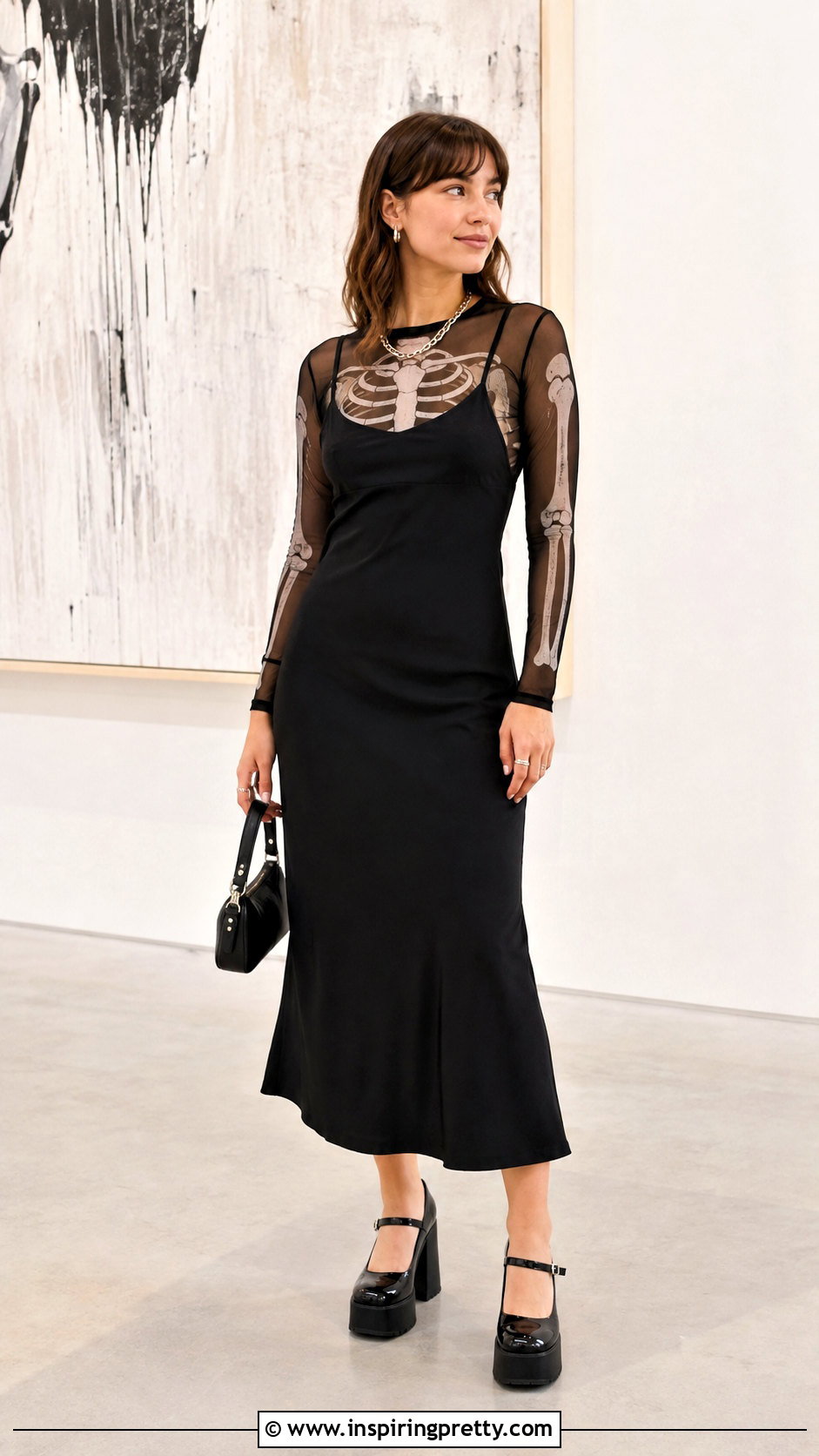 Skeleton Mesh Top Under A Slip Dress - 25 Skeleton Mesh Top outfit ideas