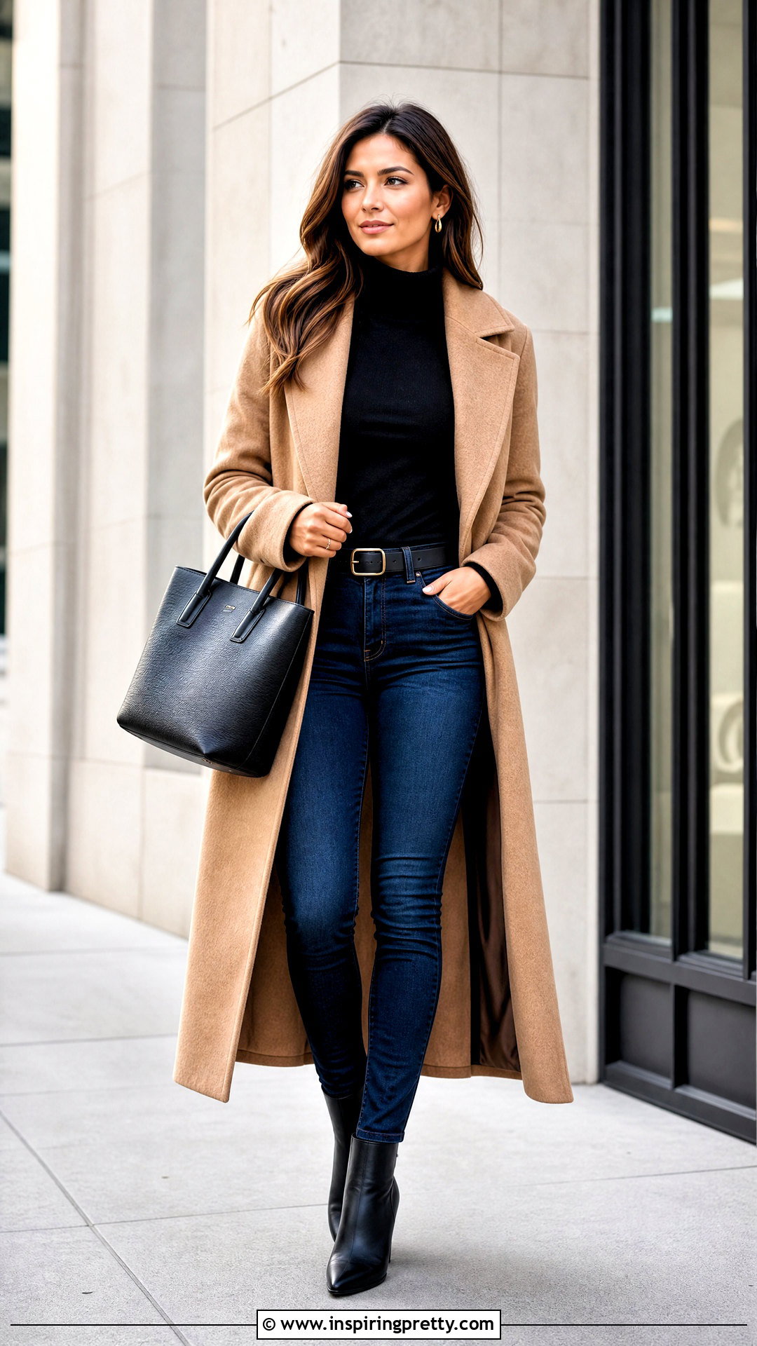 Skinny Jeans And Black Turtleneck Outfit - 50 jeans and black top outfit ideas